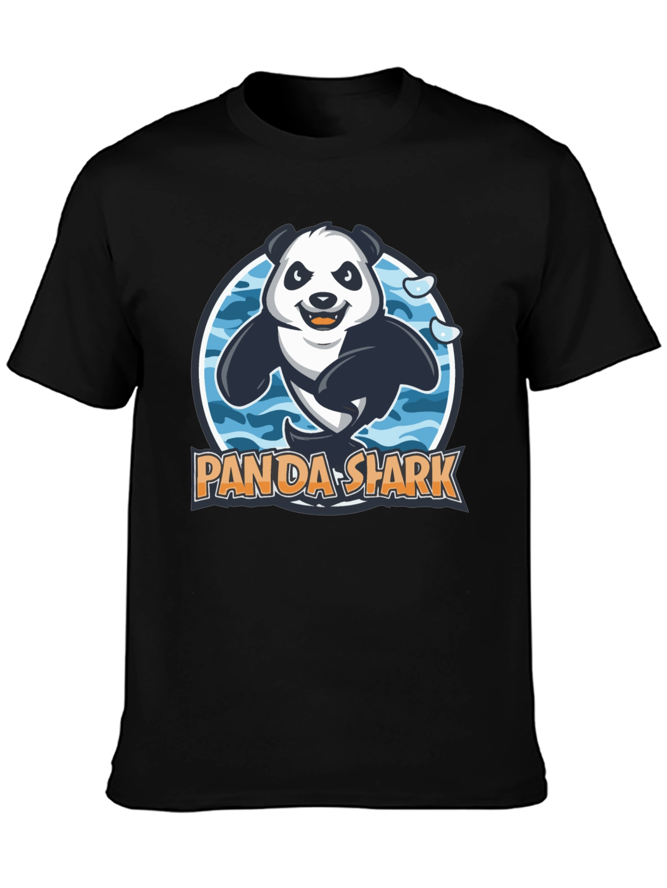 Black Panda Shark Graphic T-Shirt - Black Cotton Tee view 3