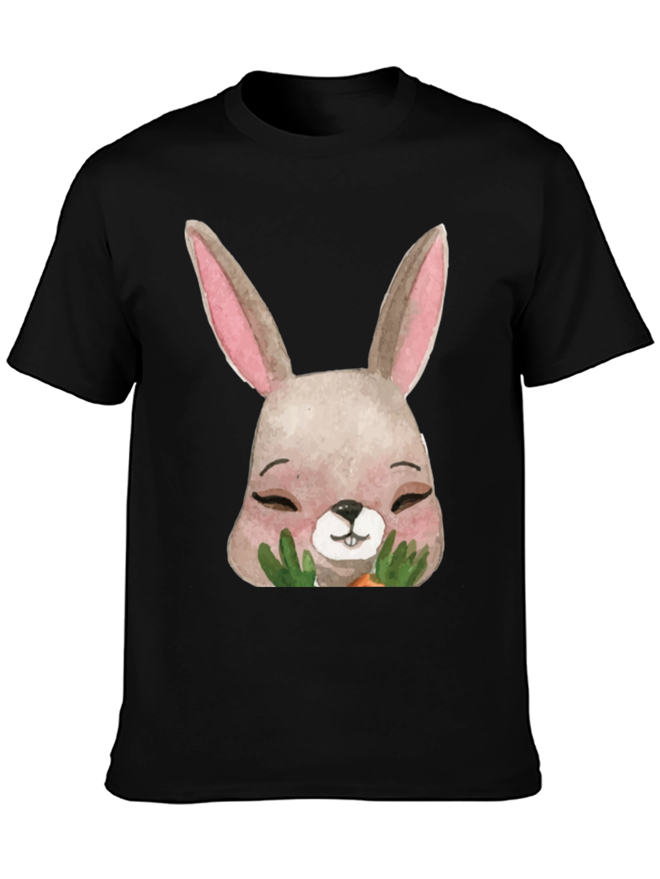 Black Cute Bunny Graphic T-Shirt - Unisex Black Tee view 3