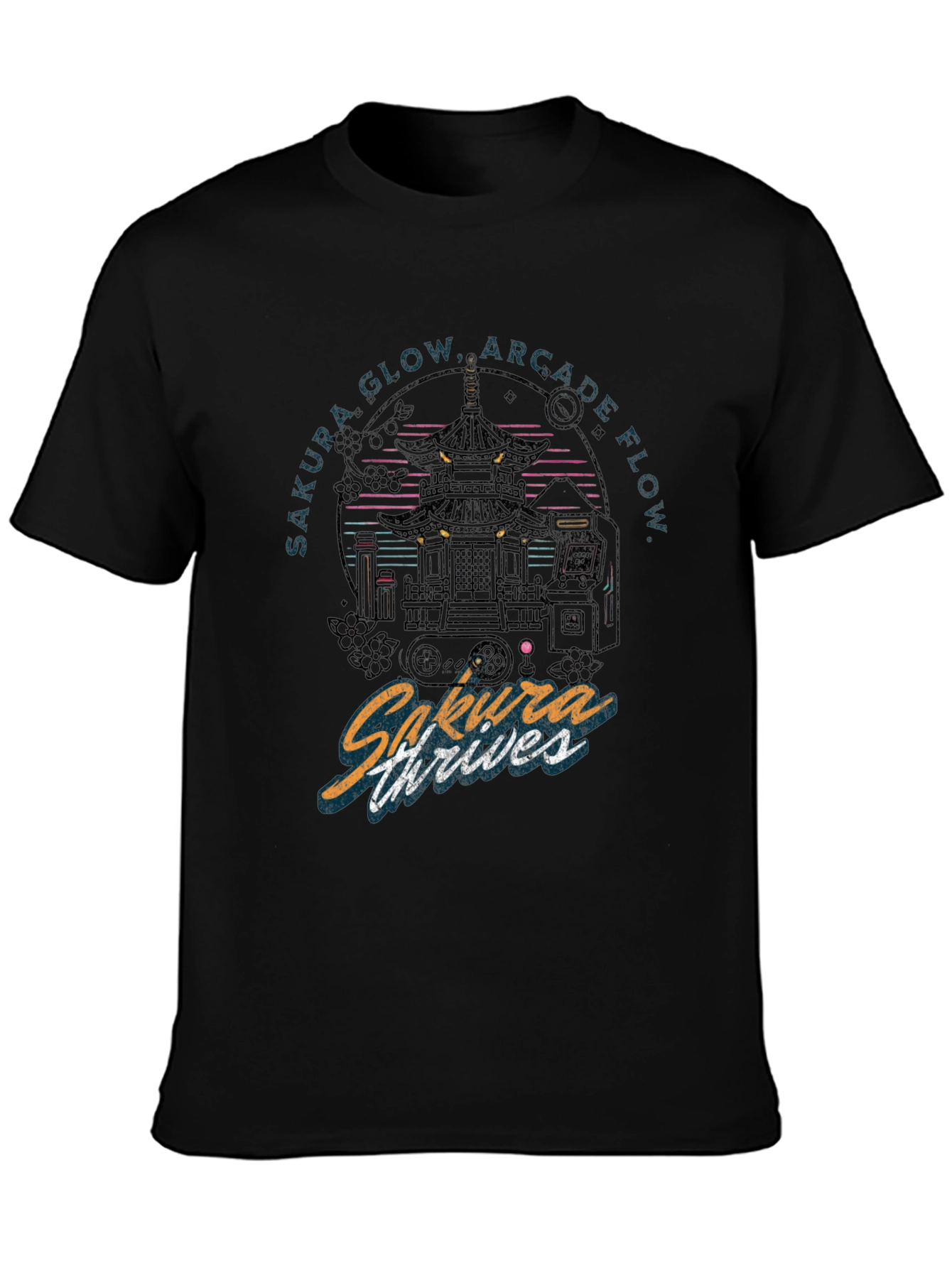 Black Sakura Thrives Arcade Flow Graphic Tee view 3