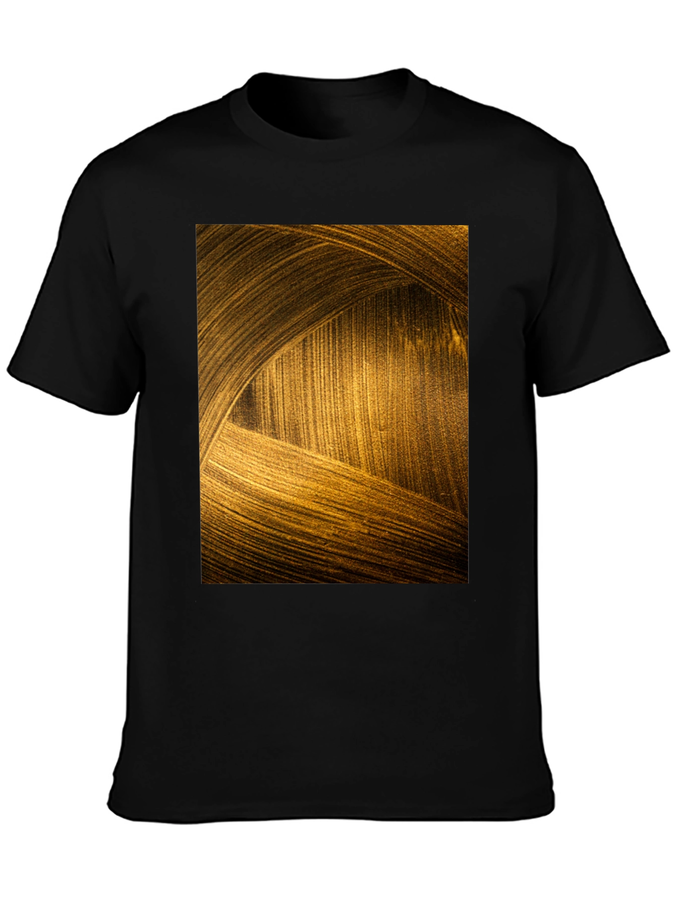 Black Abstract Gold Swirl Graphic T-Shirt view 3