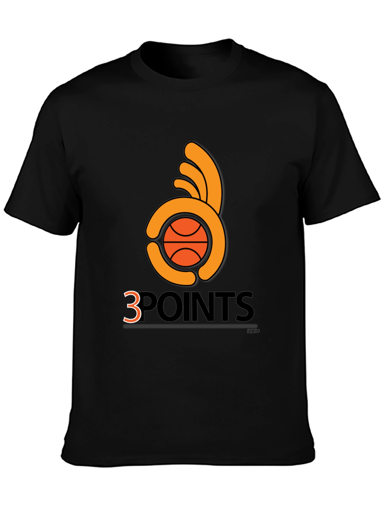 Black 3 Points Basketball T-Shirt - Graphic Tee view 3