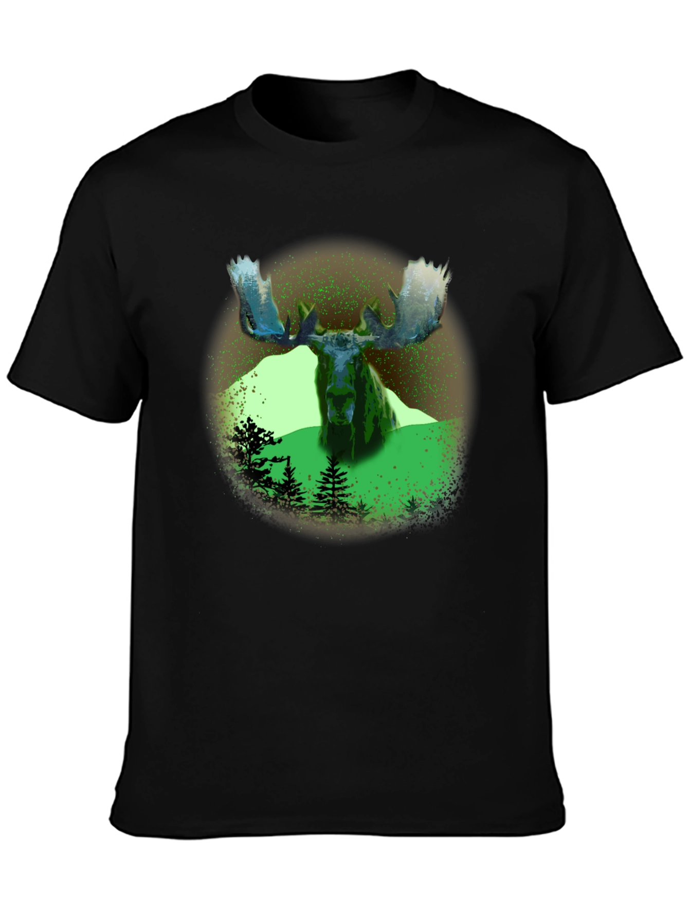 Black Moose Graphic Print Black T-Shirt view 3
