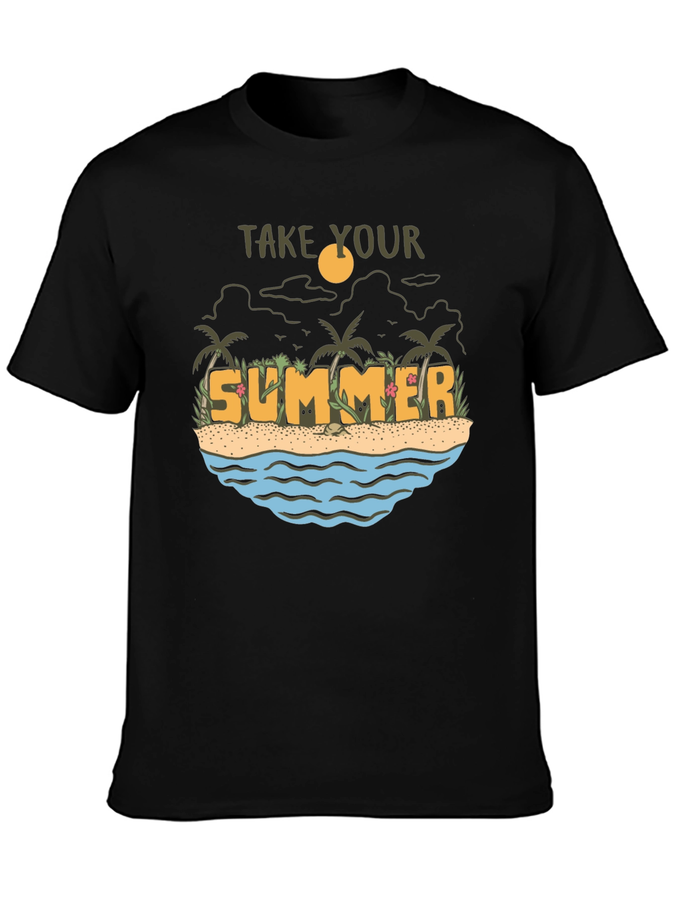 Black Summer Beach Graphic Tee view 3
