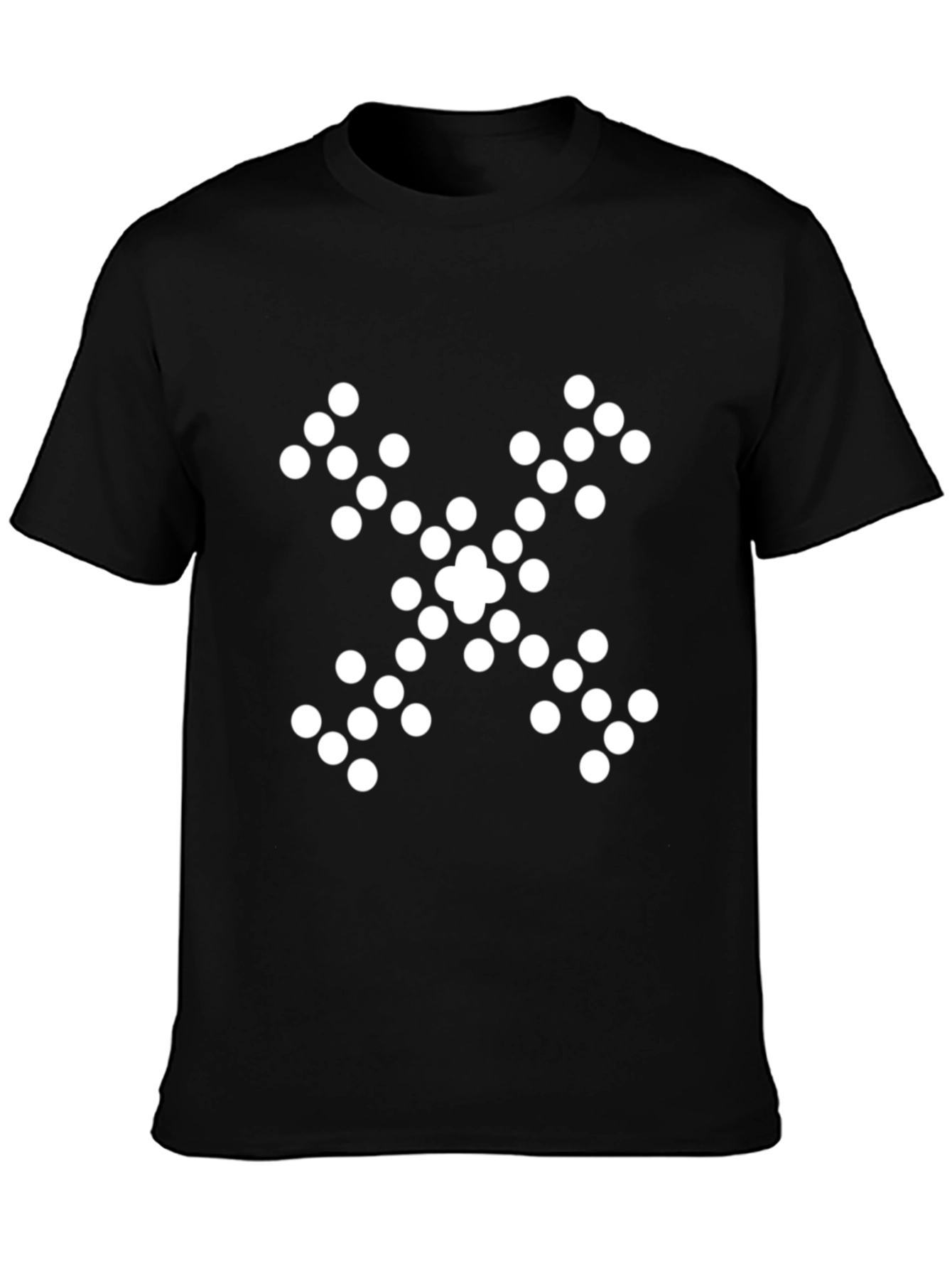 Black Geometric Dotted X Graphic Tee - Black view 3