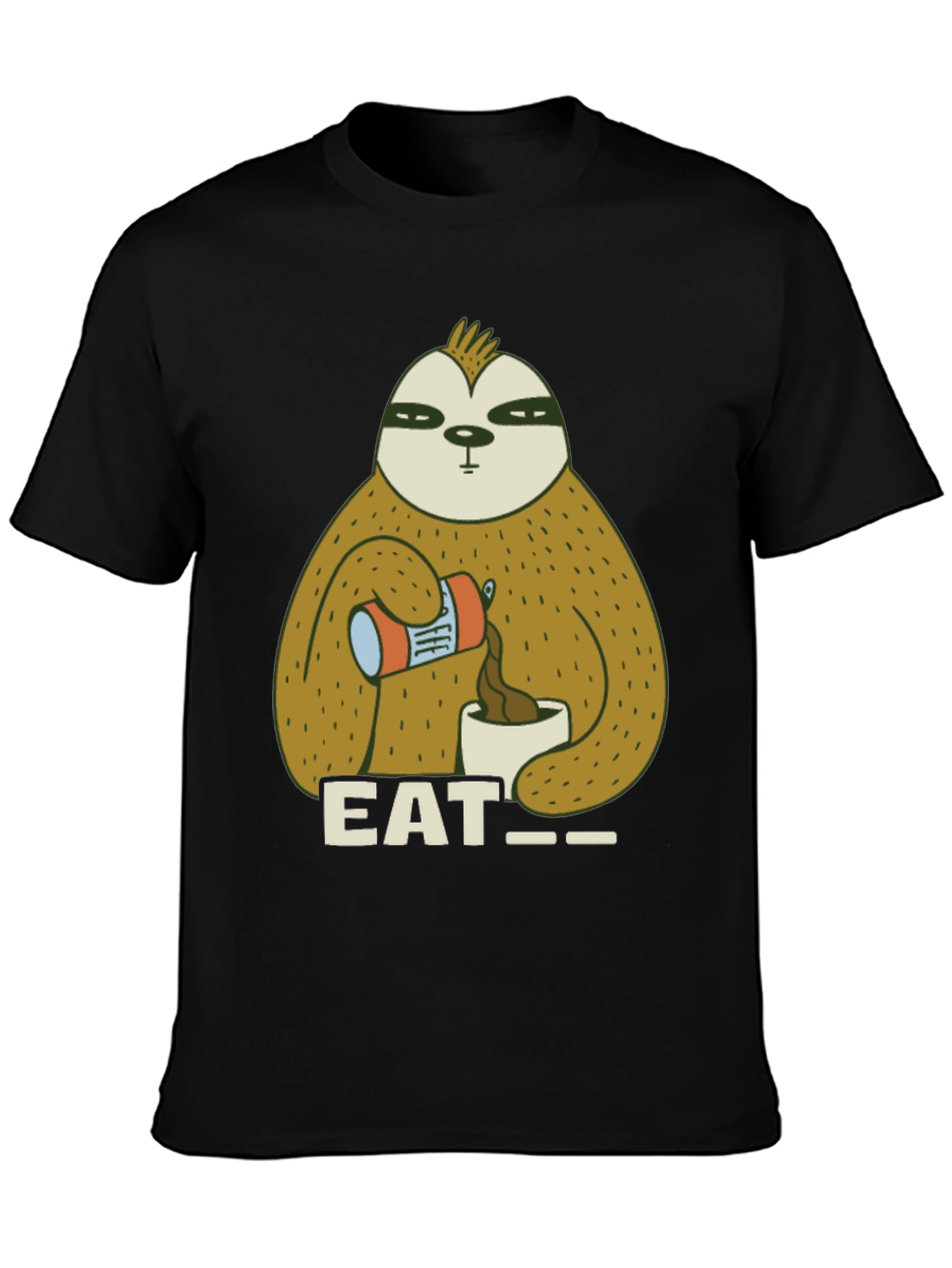 Black Eat Sloth T-Shirt - Funny Coffee Lover Tee view 3