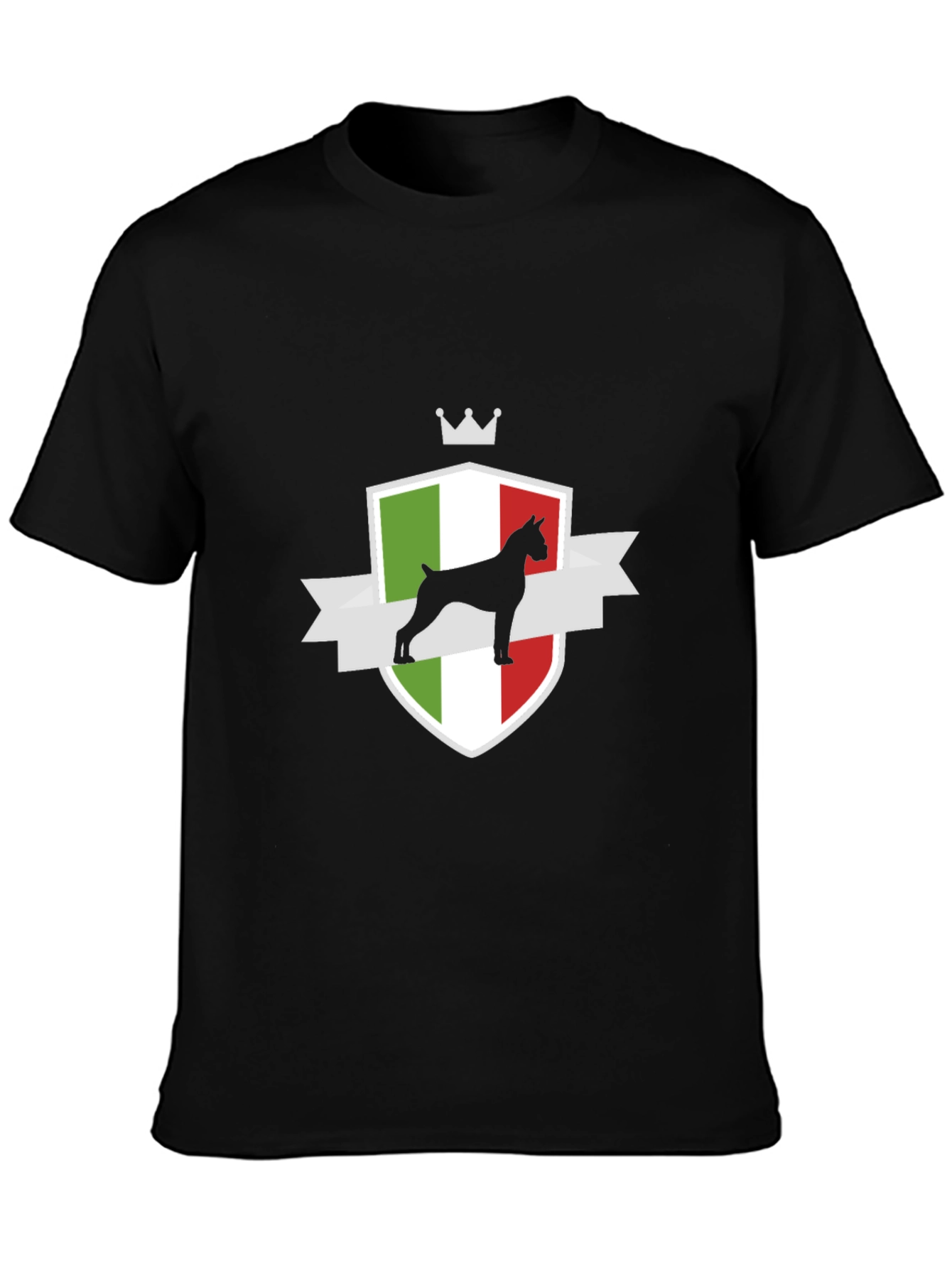 Black Italian Boxer Dog Crest T-Shirt - Black view 3