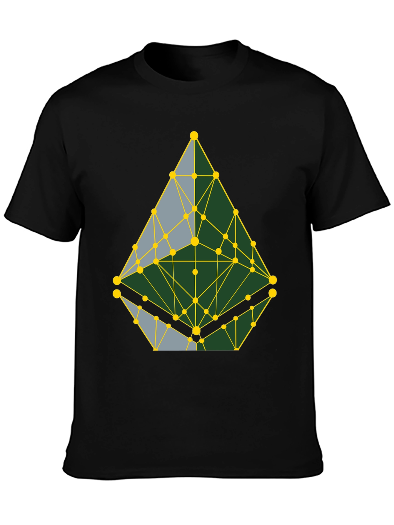 Black Geometric Pattern T-Shirt - Abstract Design, Casual Wear view 3