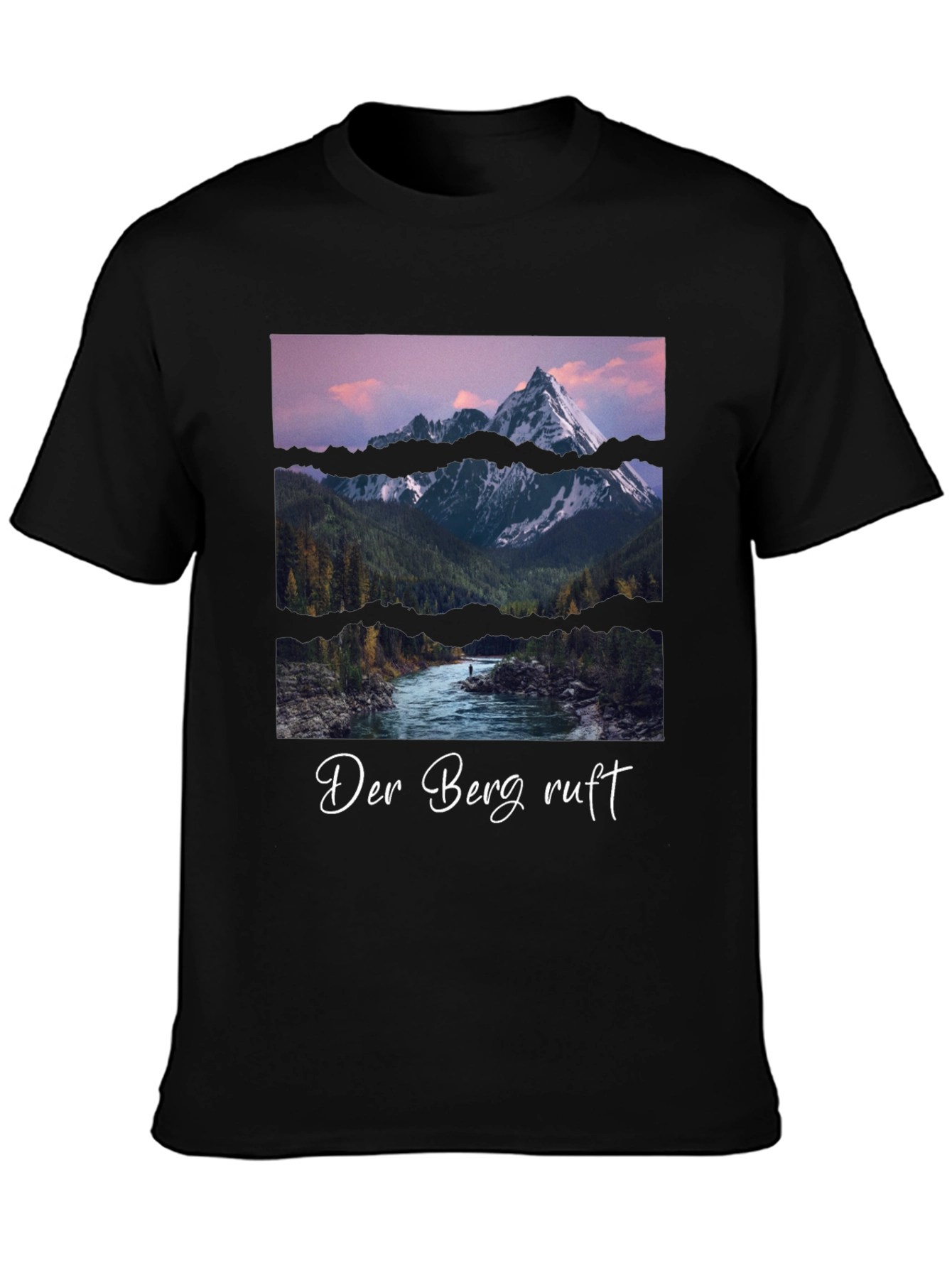 Black Mountain Scene Graphic Tee - Der Berg Ruft Black T-Shirt view 3