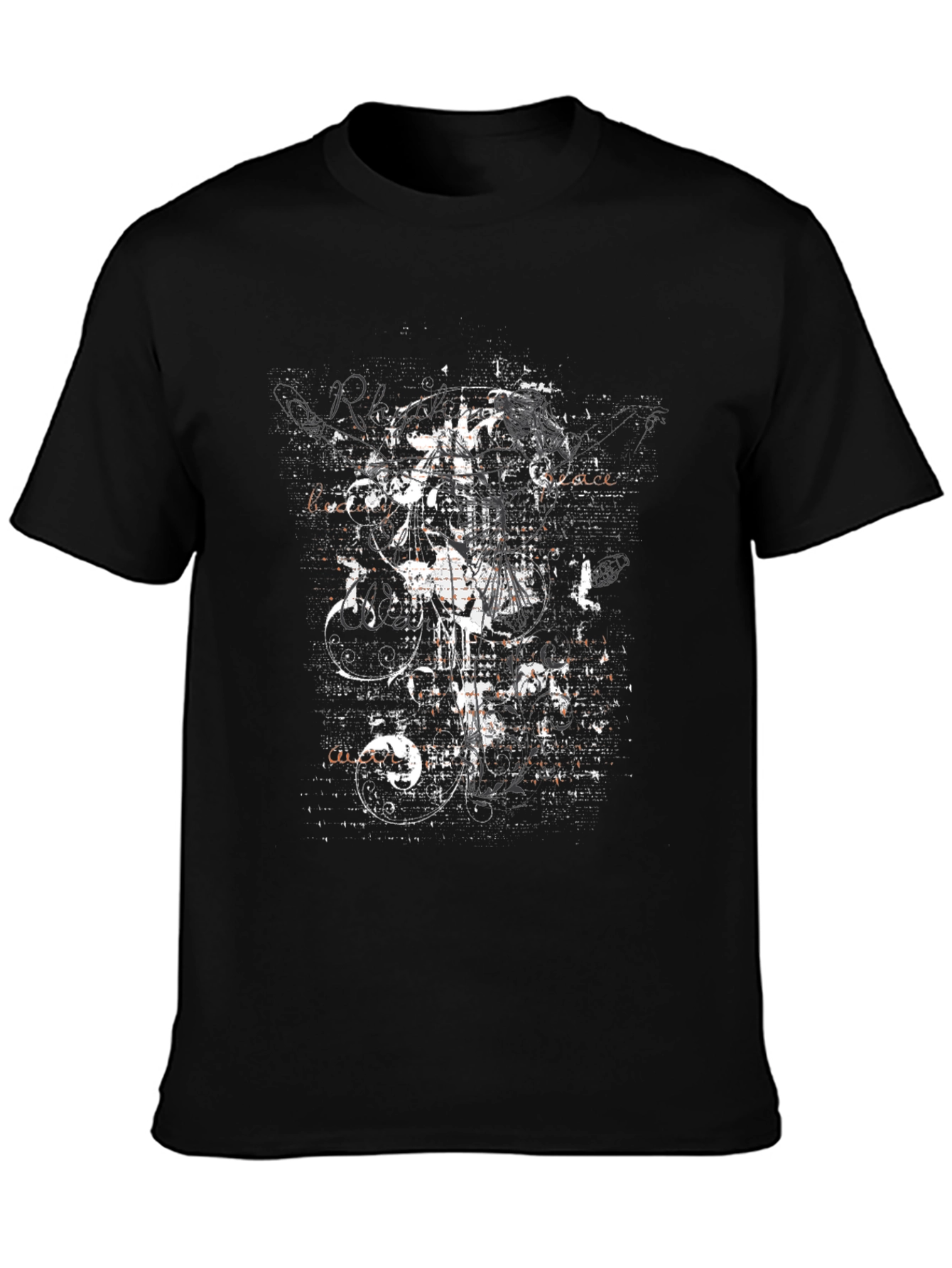 Black Abstract Graphic Print Black T-Shirt view 3