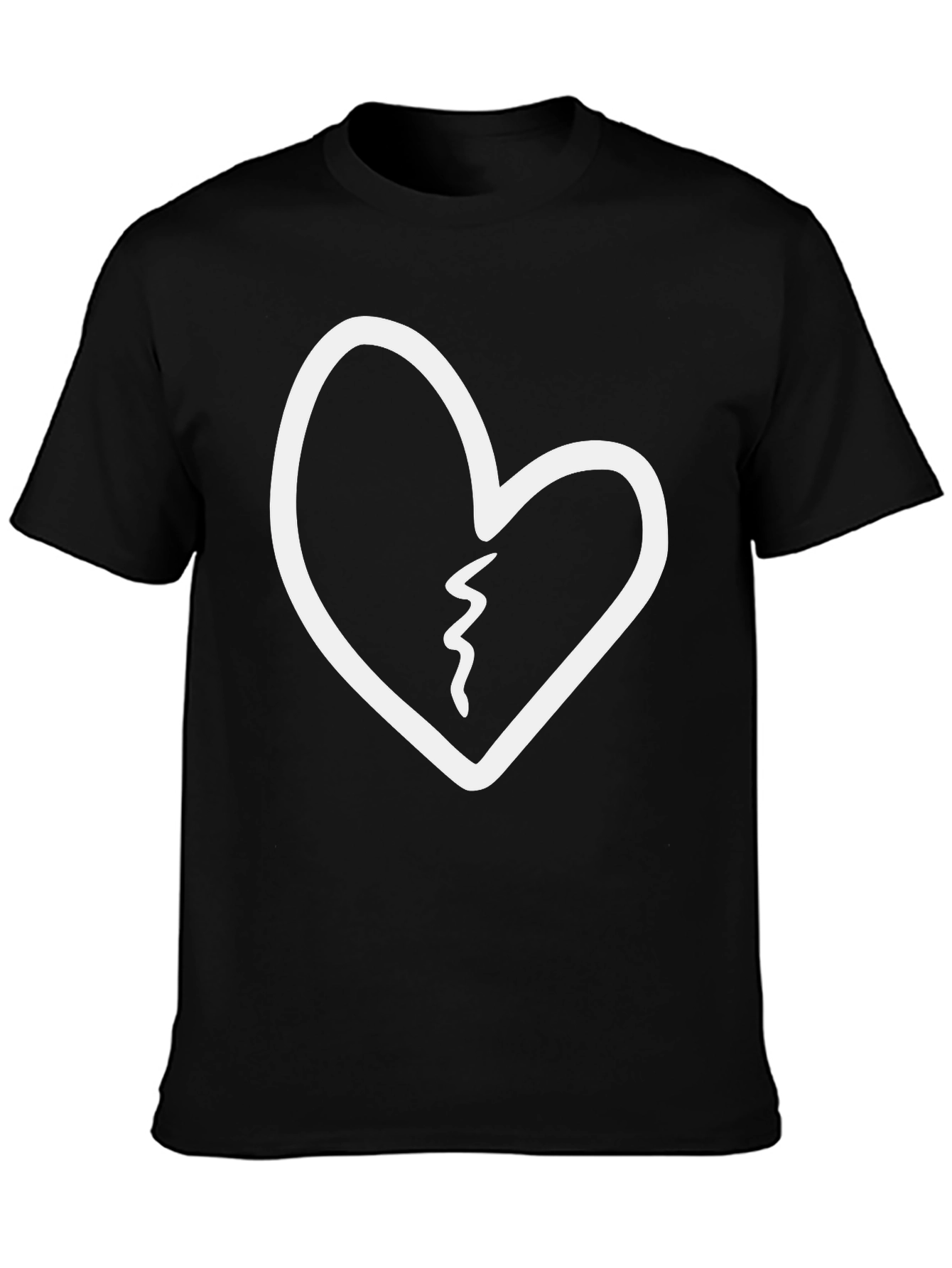 Black Broken Heart Graphic Tee - Black Cotton T-Shirt view 3