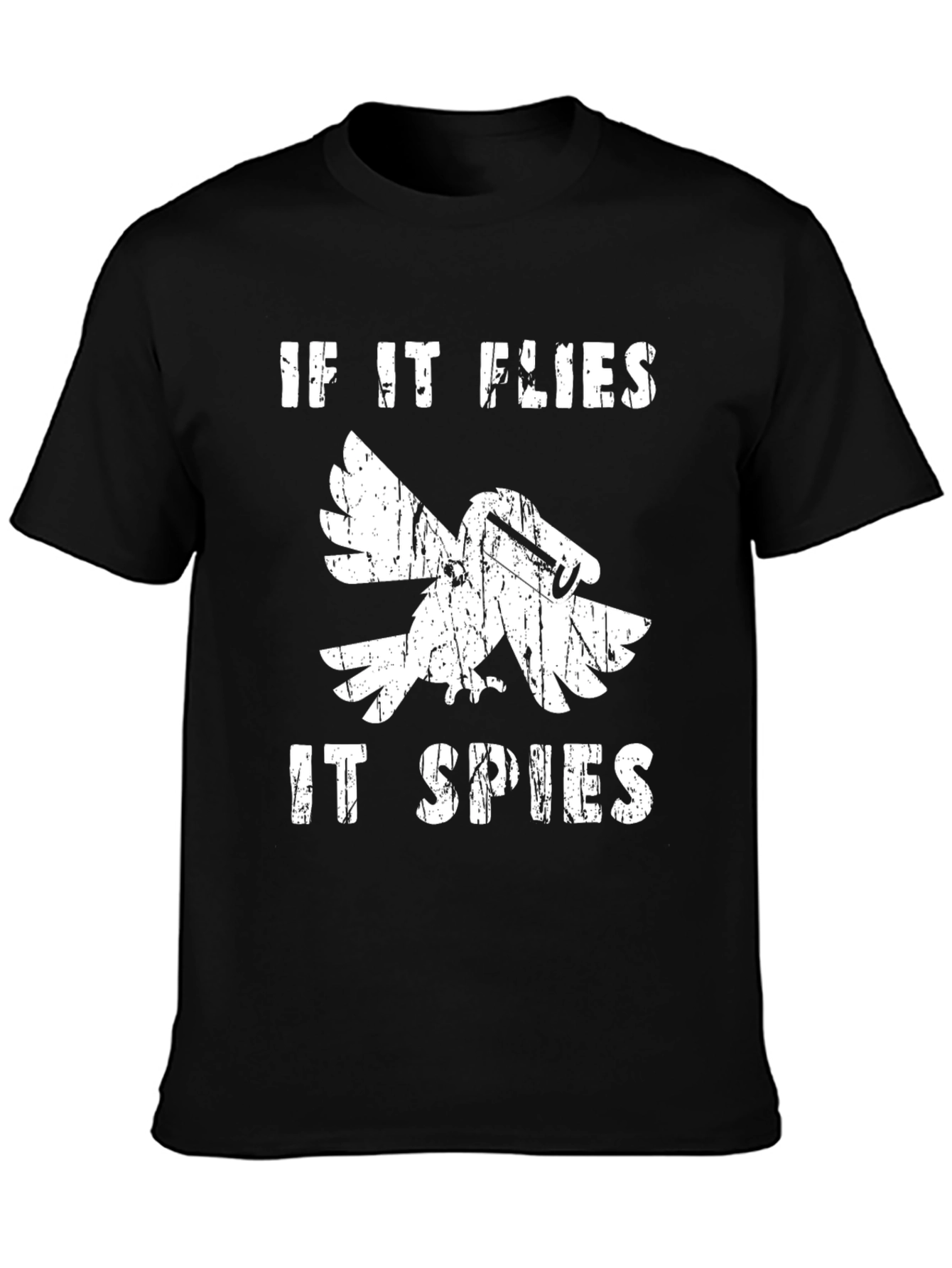 Black If It Flies It Spies T-Shirt view 3
