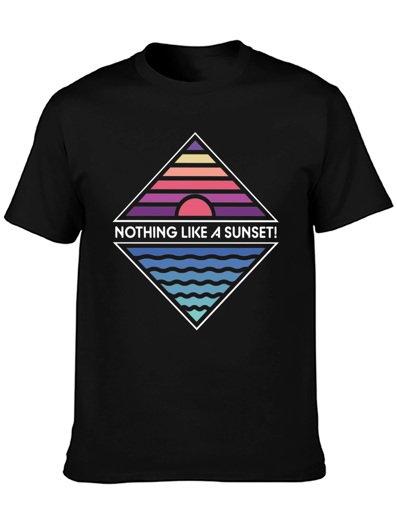 Black Retro Sunset Graphic T-Shirt - "Nothing Like A Sunset!" view 3