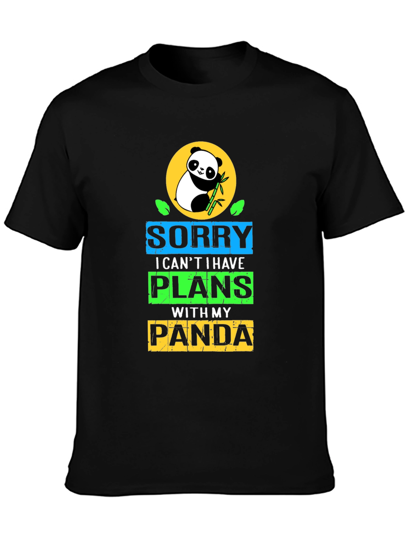 Black Sorry I Have Plans With My Panda T-Shirt view 3