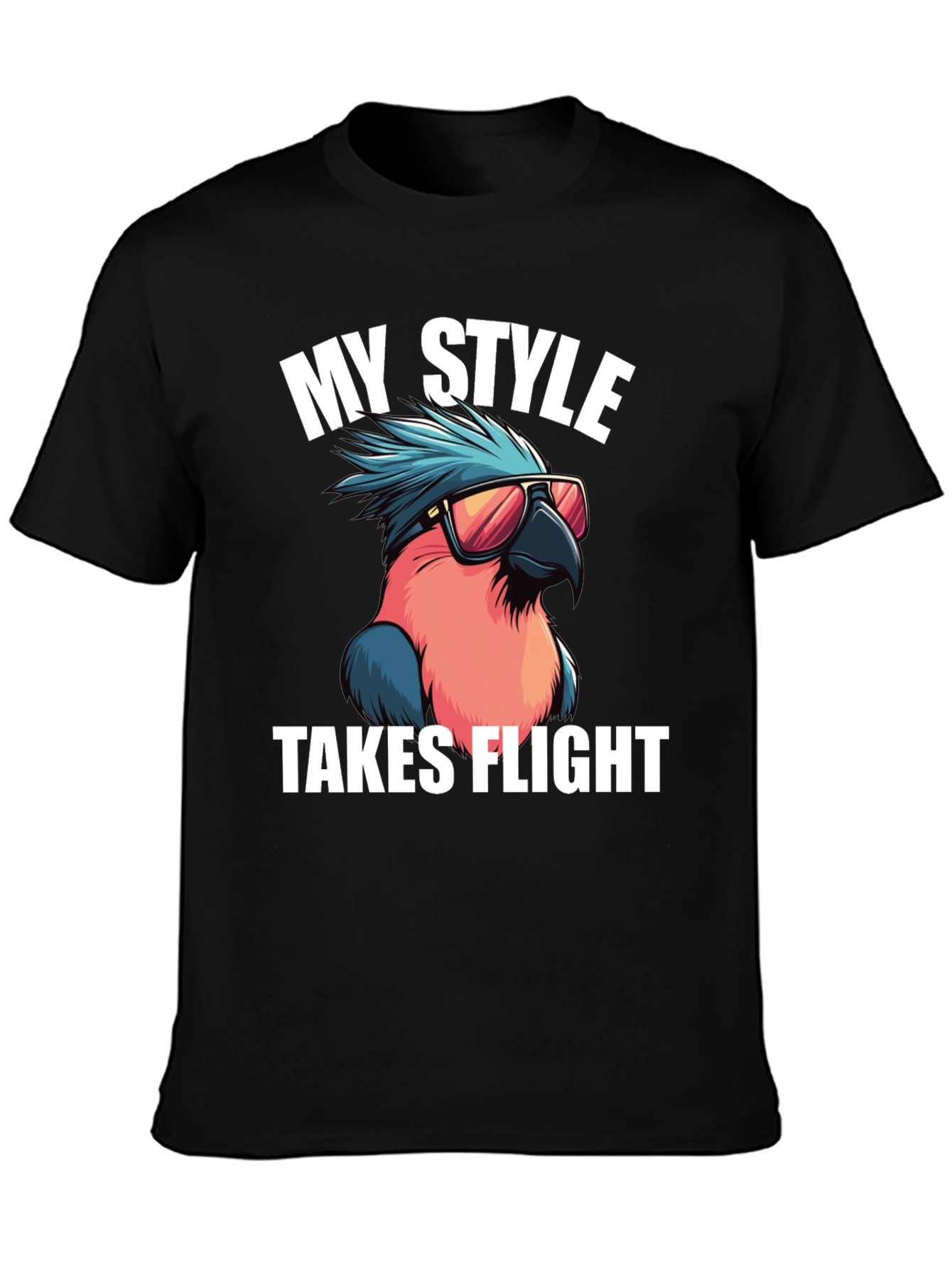 Black Cool Parrot T-Shirt: My Style Takes Flight view 3