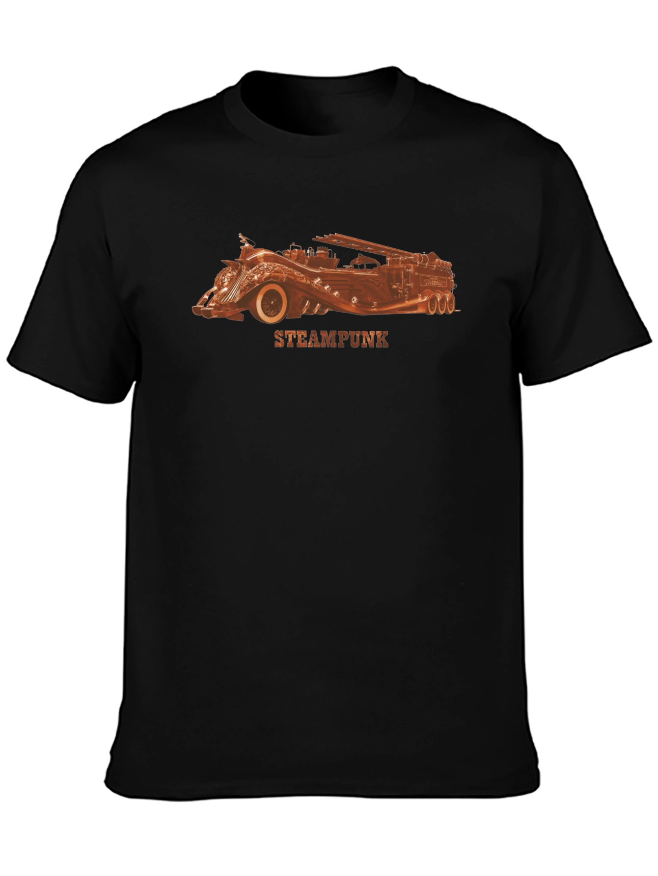 Black Steampunk Car Graphic T-Shirt view 3