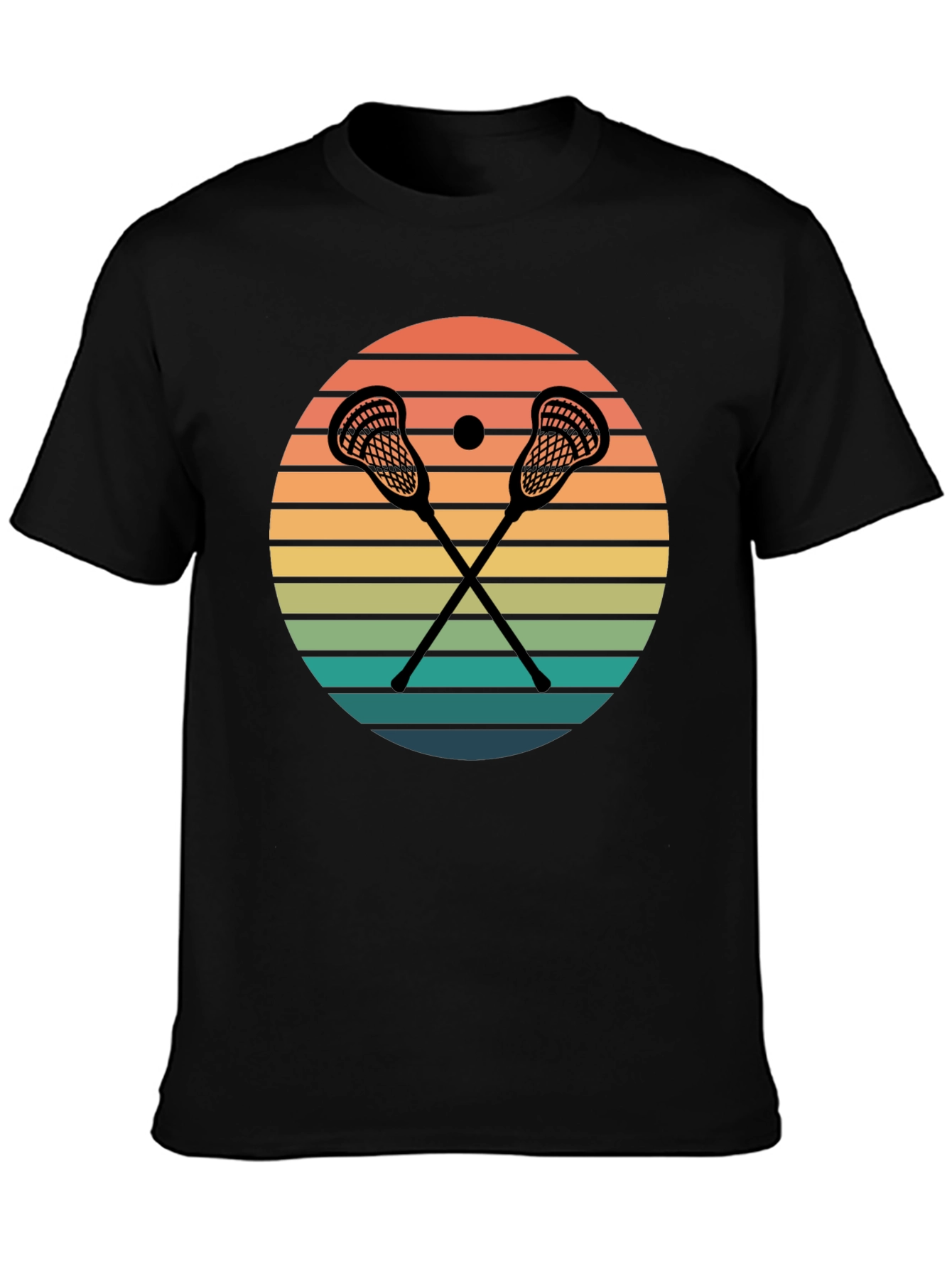 Black Lacrosse Sunset Graphic T-Shirt view 3