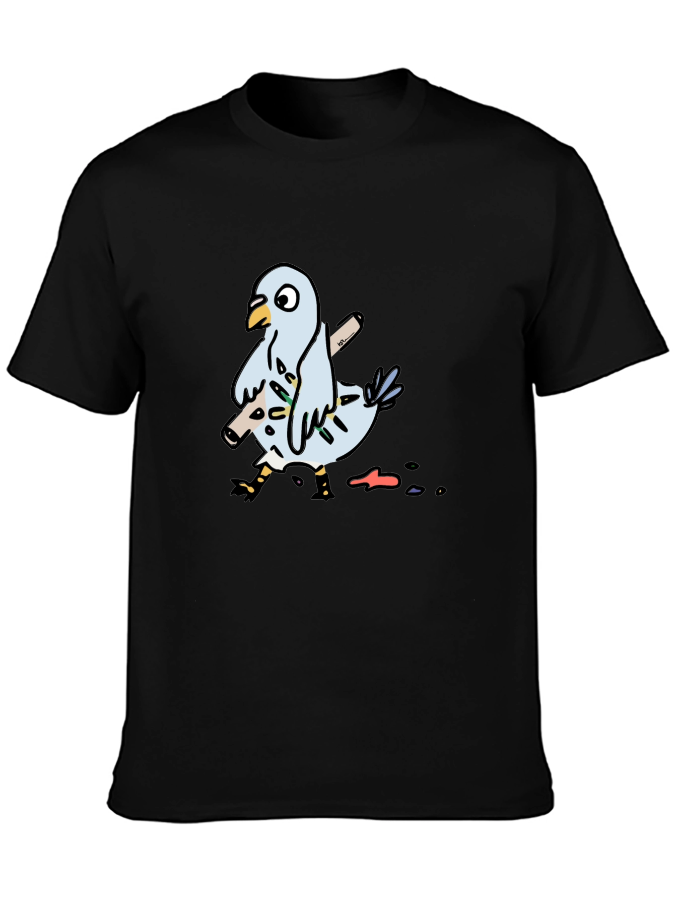 Black Pigeon Graphic Tee - Funny Bird T-Shirt view 3