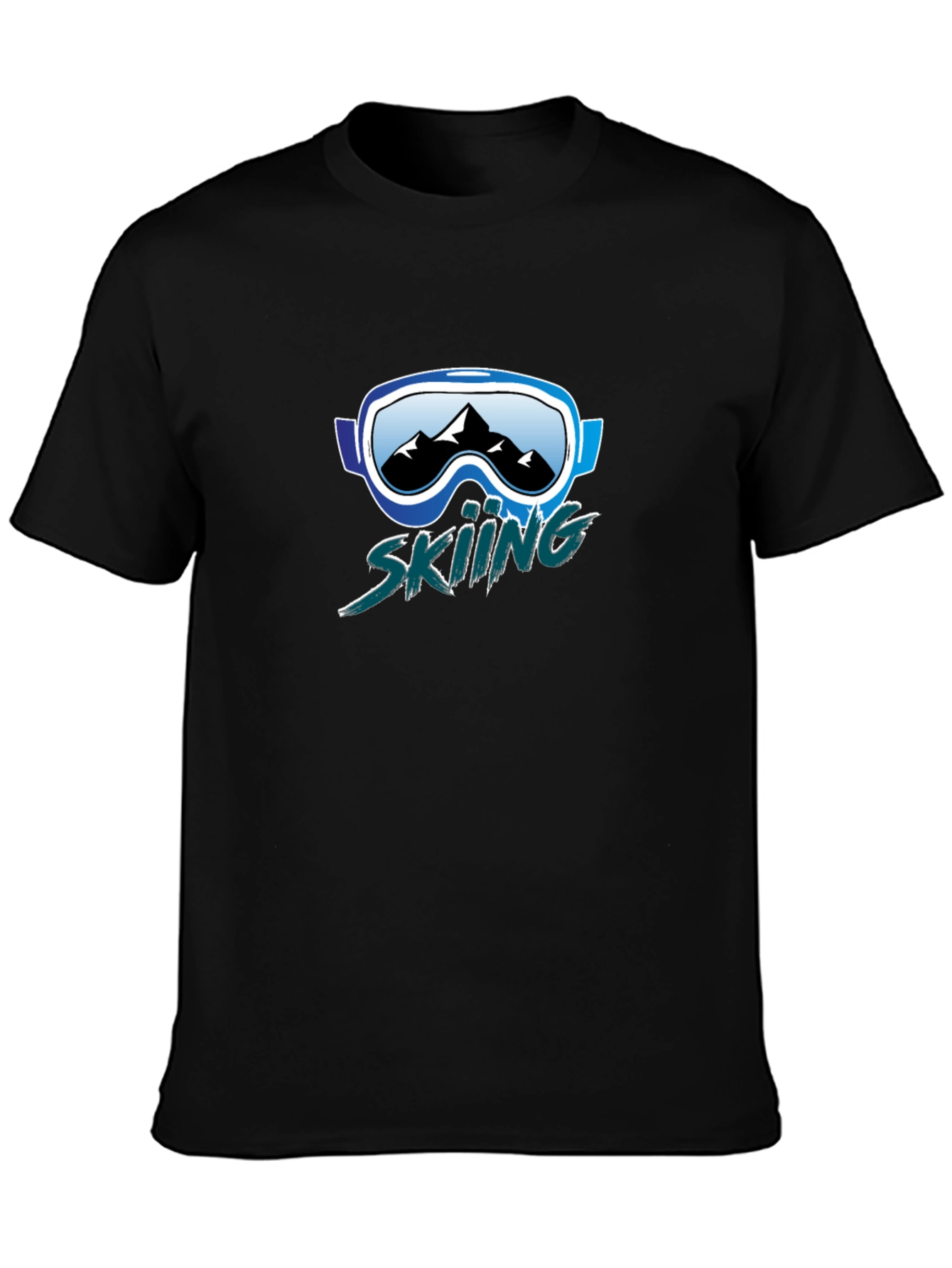 Black Skiing Graphic Tee - Mountain Goggles Design view 3