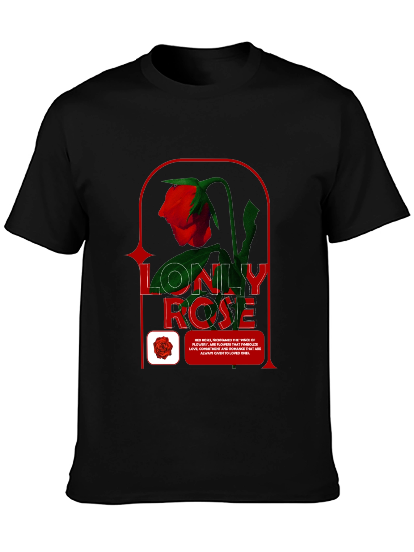 Black Lonely Rose Graphic Tee - Stylish Casual Wear view 3