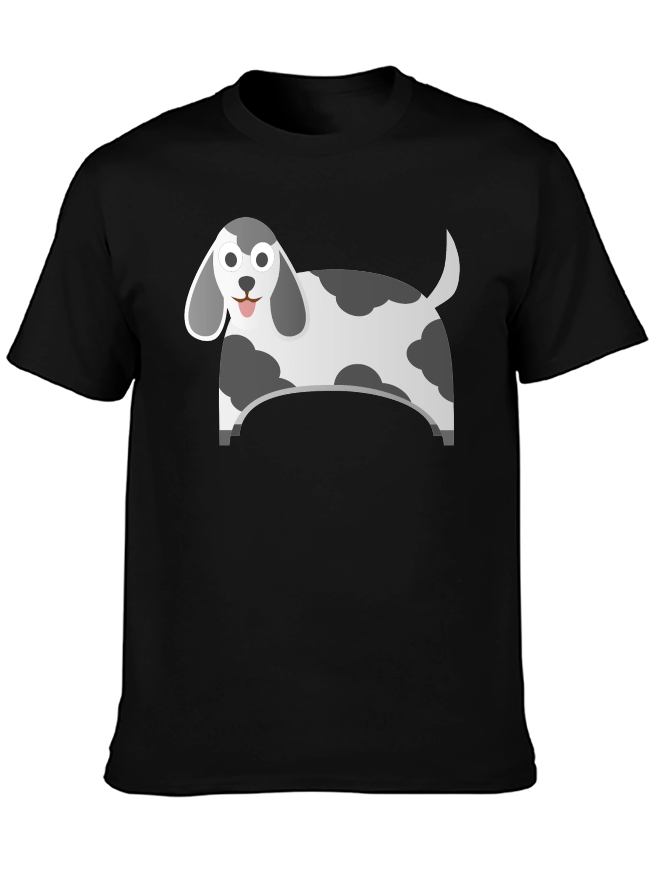 Black Cartoon Dog Graphic Tee - Black Cotton Blend view 3