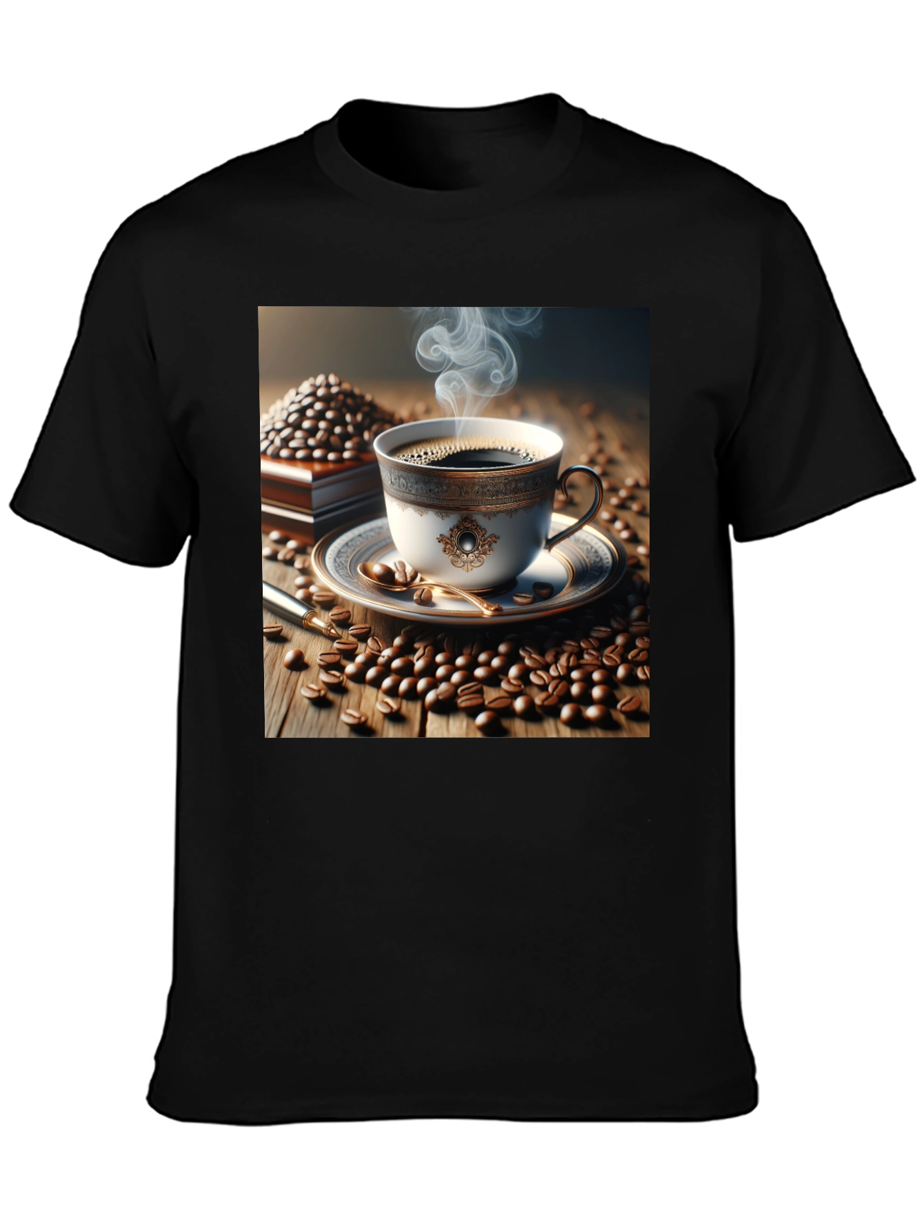 Black Coffee Lover's T-Shirt - Elegant Cup Design view 3