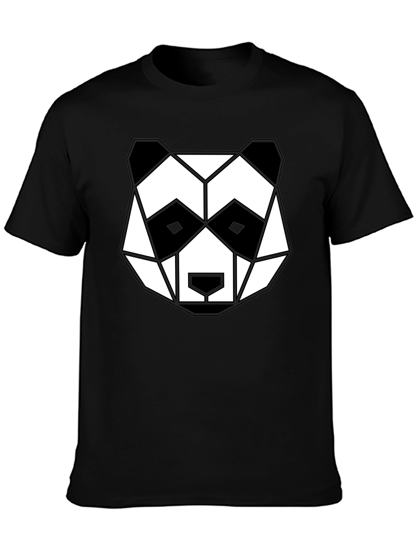 Black Geometric Panda Graphic Tee - Black view 3