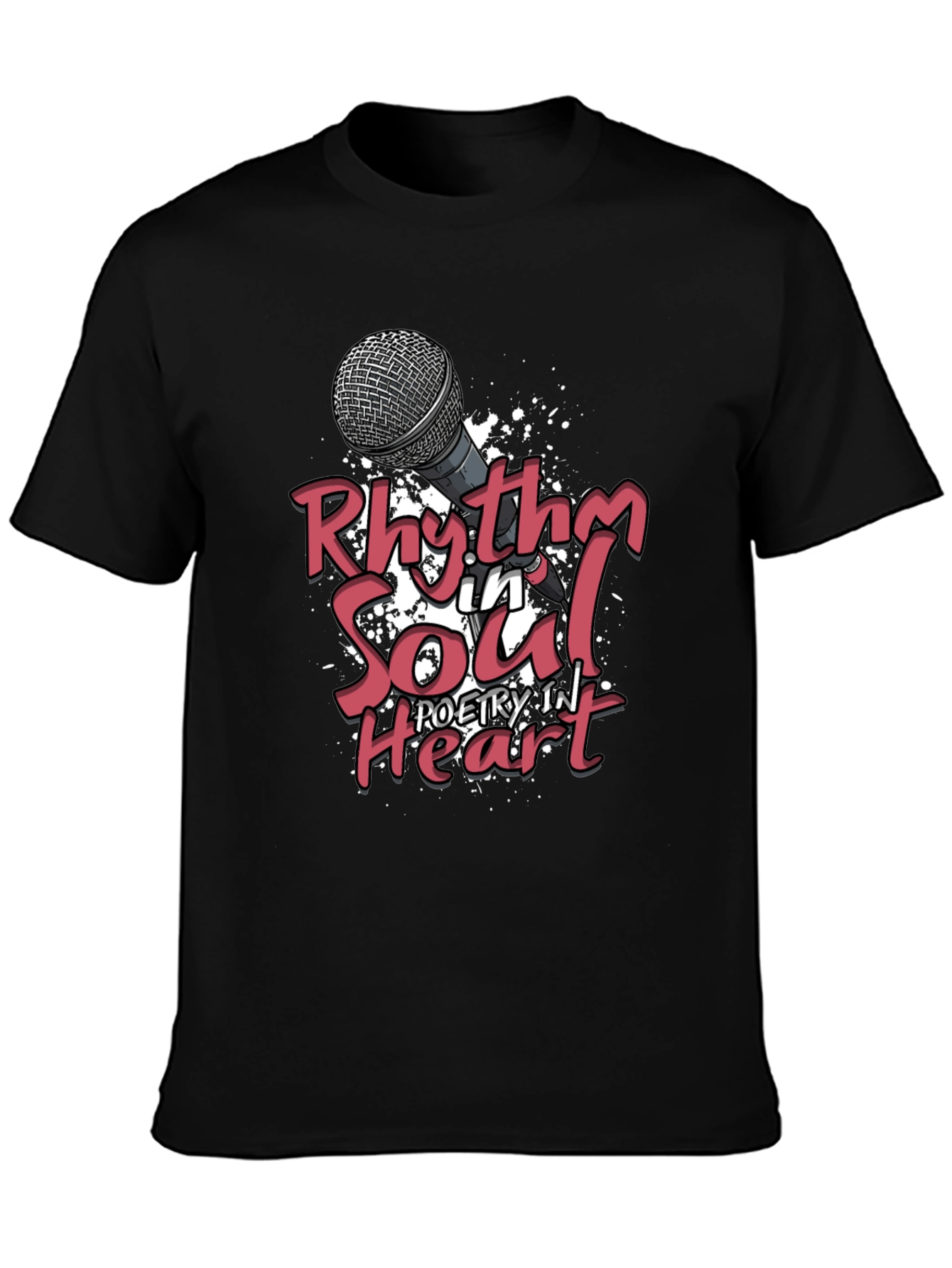 Black Rhythm in Soul Poetry Heart Graphic T-Shirt view 3