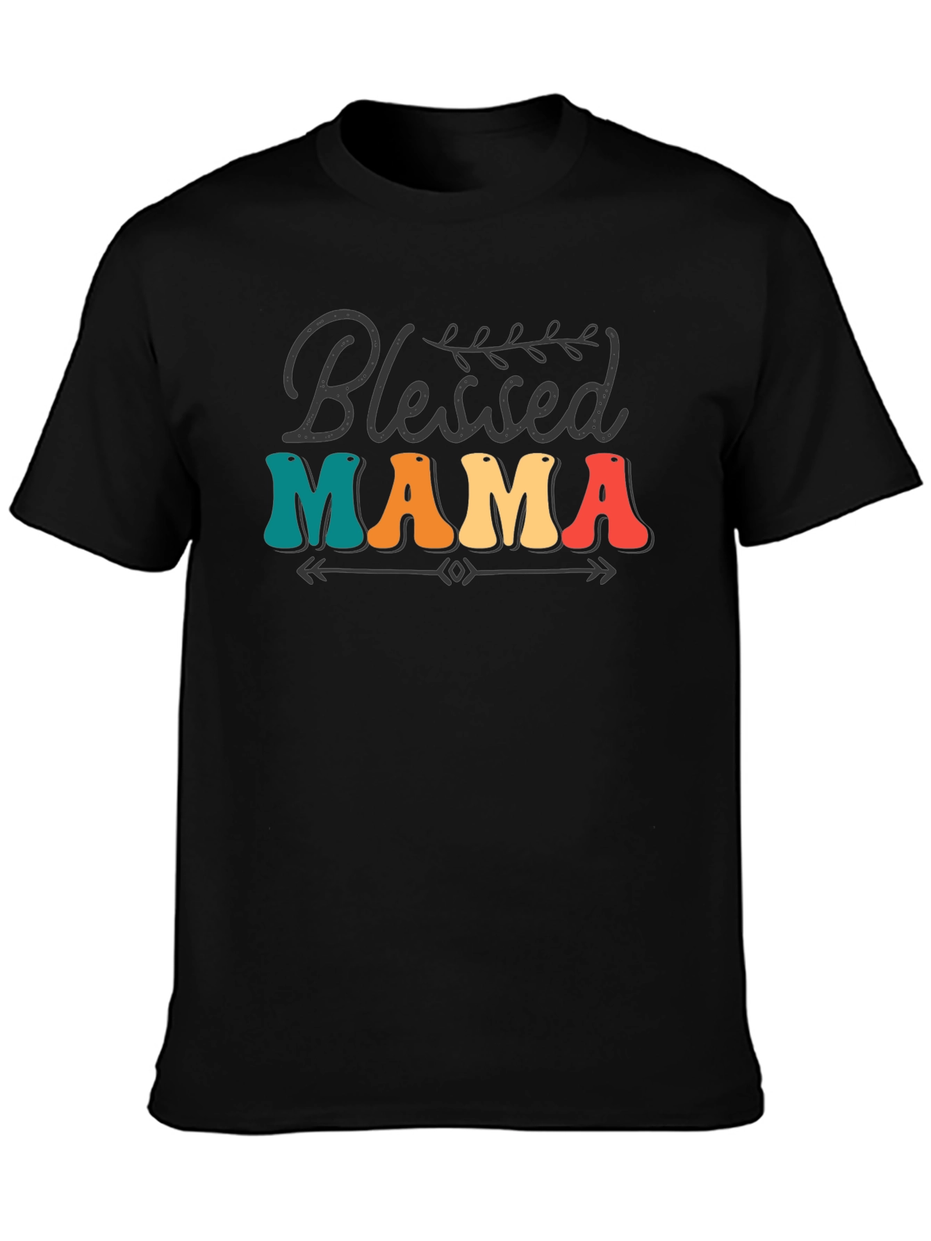 Black Blessed Mama Retro Graphic Tee view 3