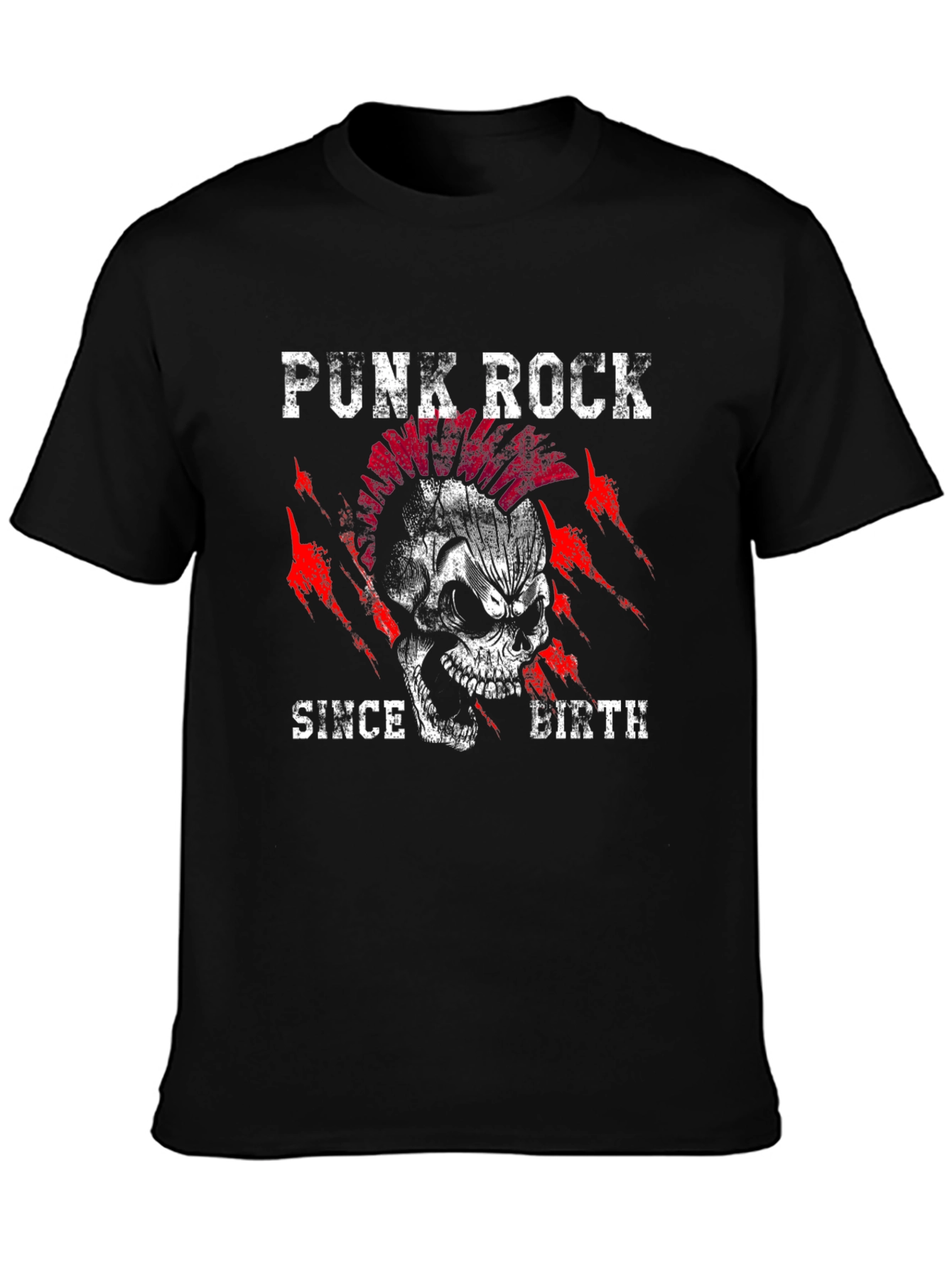 Black Punk Rock Skull Graphic Tee view 3