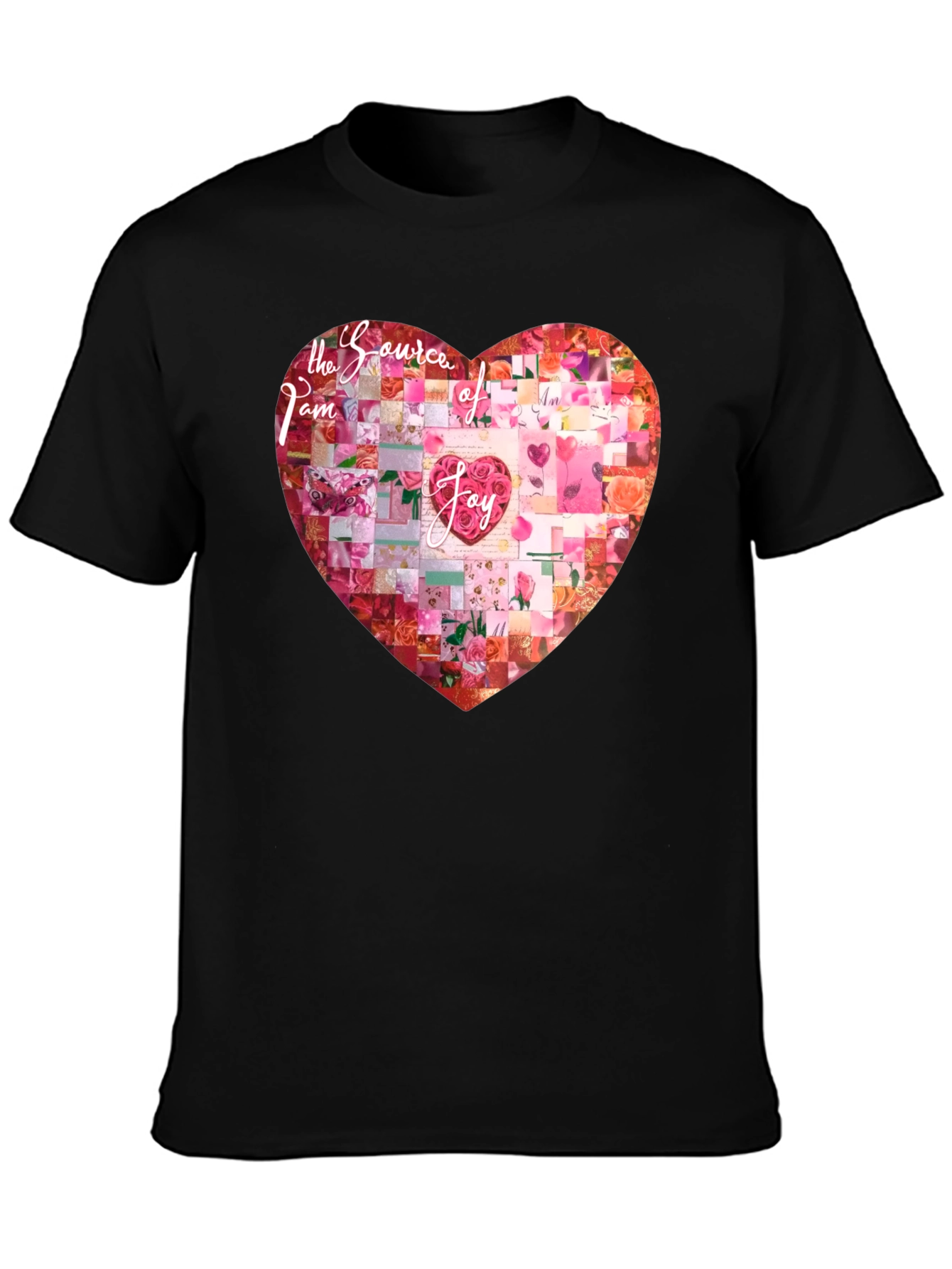 Black I am the Source of Joy Heart Graphic T-Shirt view 3