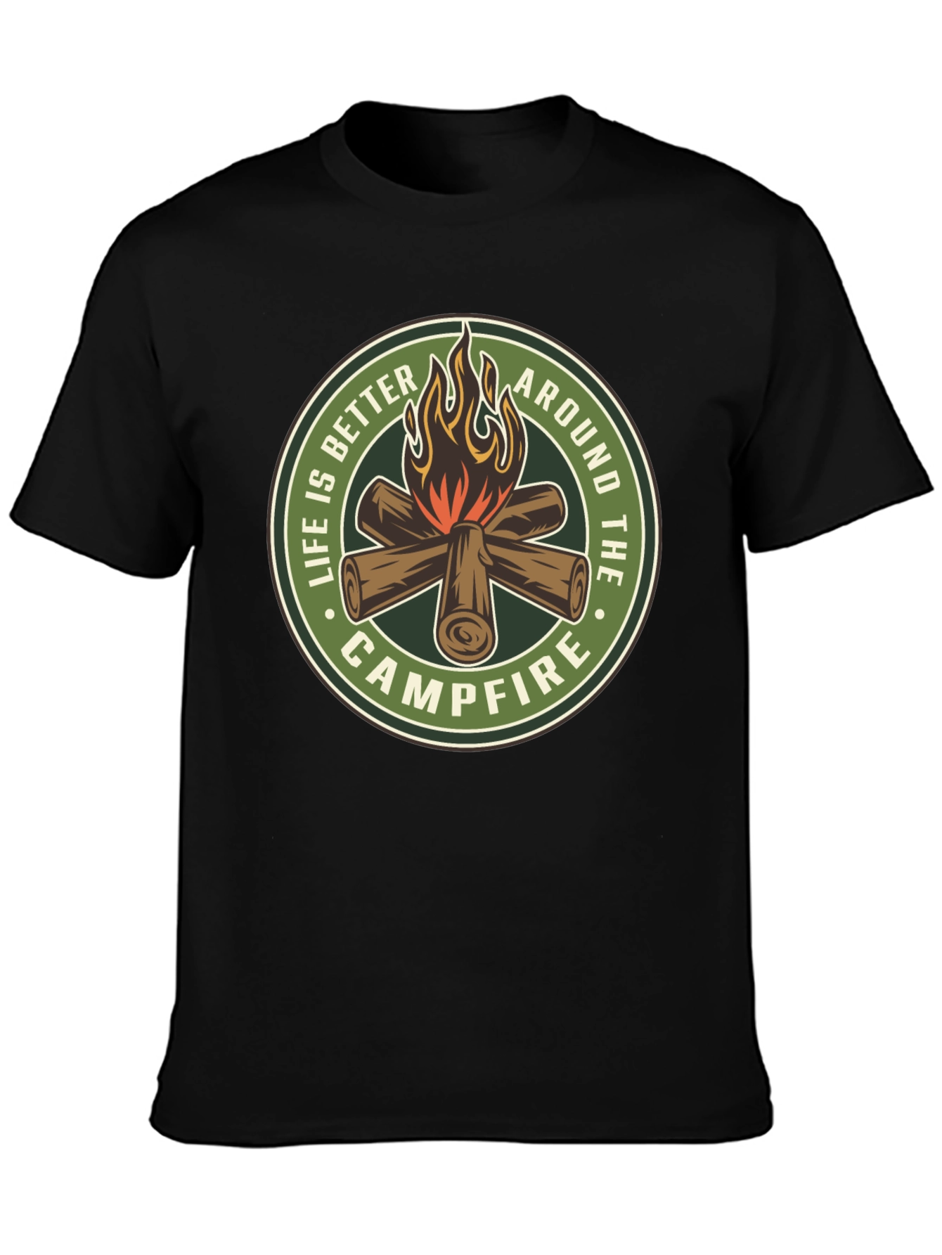 Black Campfire Graphic T-Shirt - Life Is Better Around The Campfire view 3