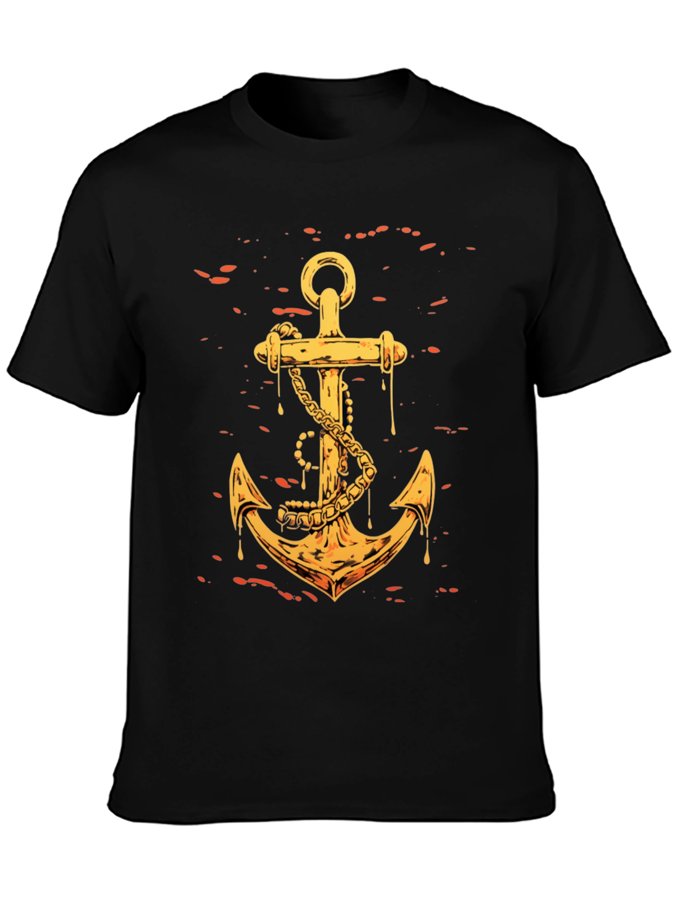 Black Golden Anchor Graphic Tee - Black Casual Shirt view 3