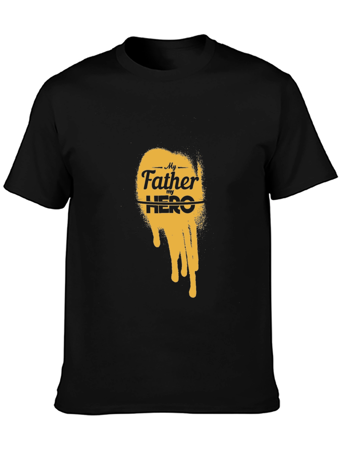 Black My Father My Hero Graphic Tee - Black Cotton T-Shirt view 3