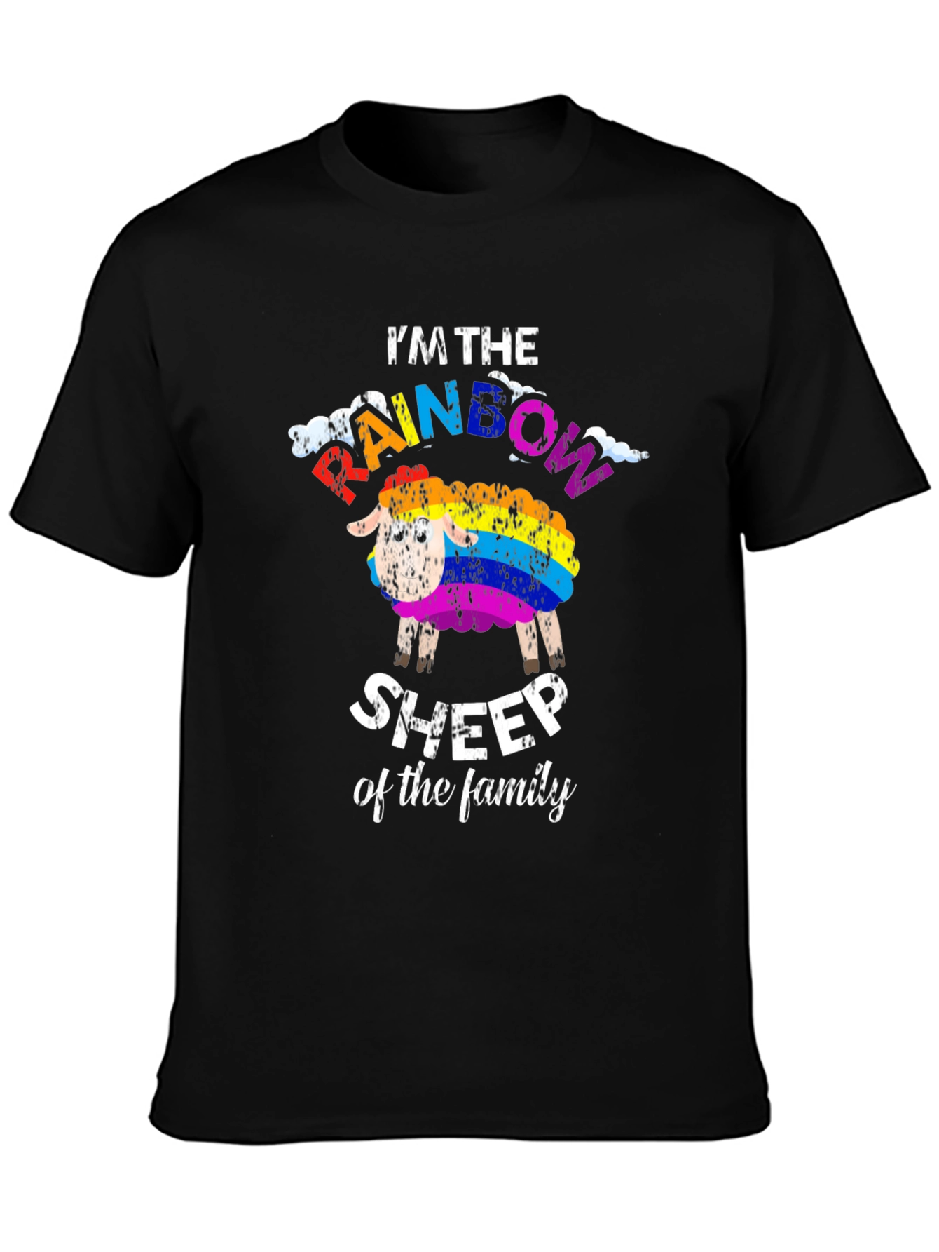 Black Rainbow Sheep T-Shirt: Unique Family Pride Apparel view 3