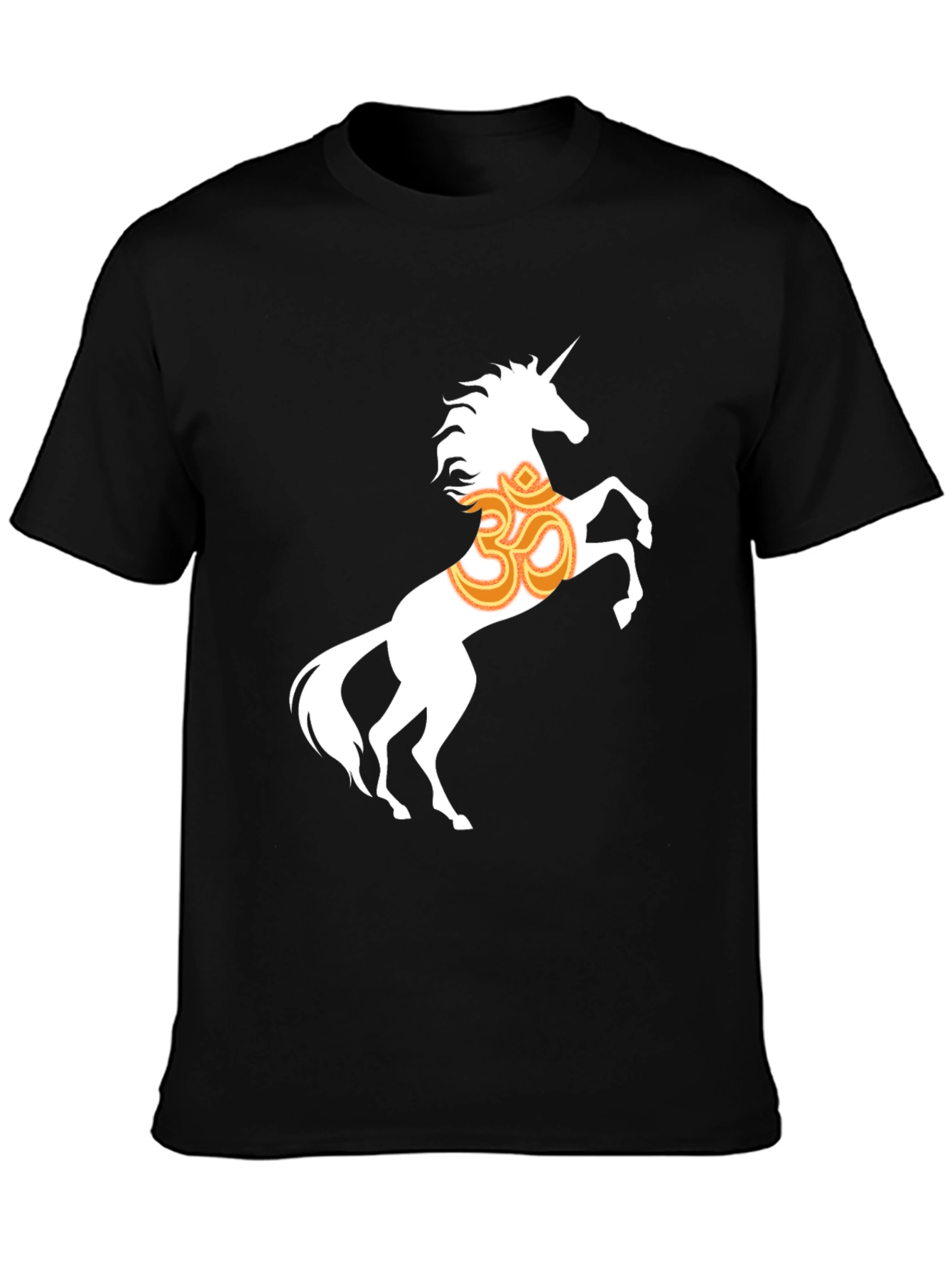 Black Unicorn Om Graphic T-Shirt - Black Cotton Blend view 3