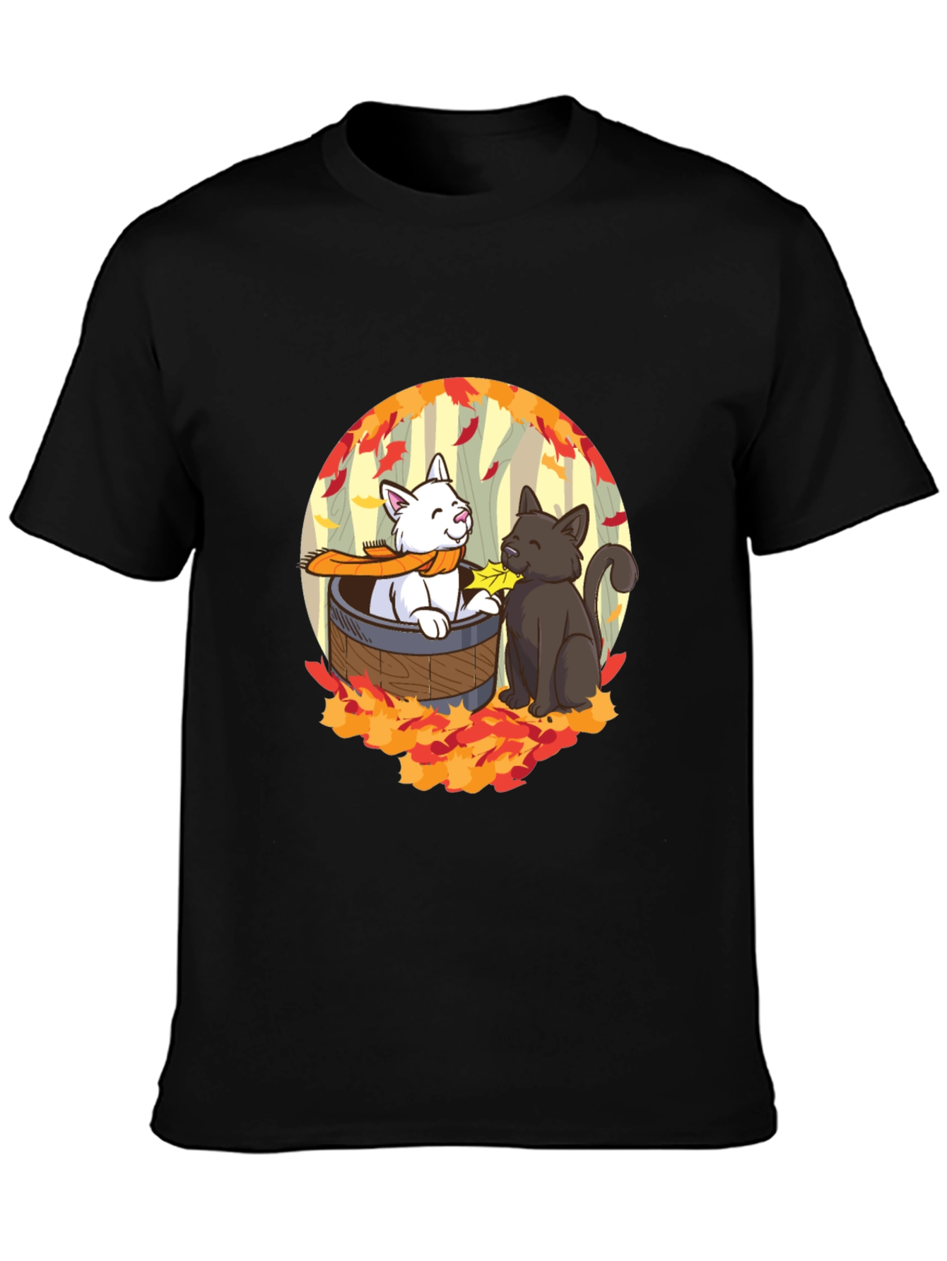 Black Autumn Cats T-Shirt - Cute Fall Design view 3