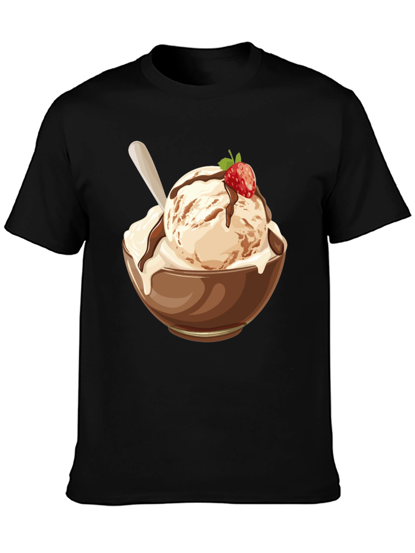 Black Ice Cream Bowl Graphic T-Shirt - Unisex Black Tee view 3