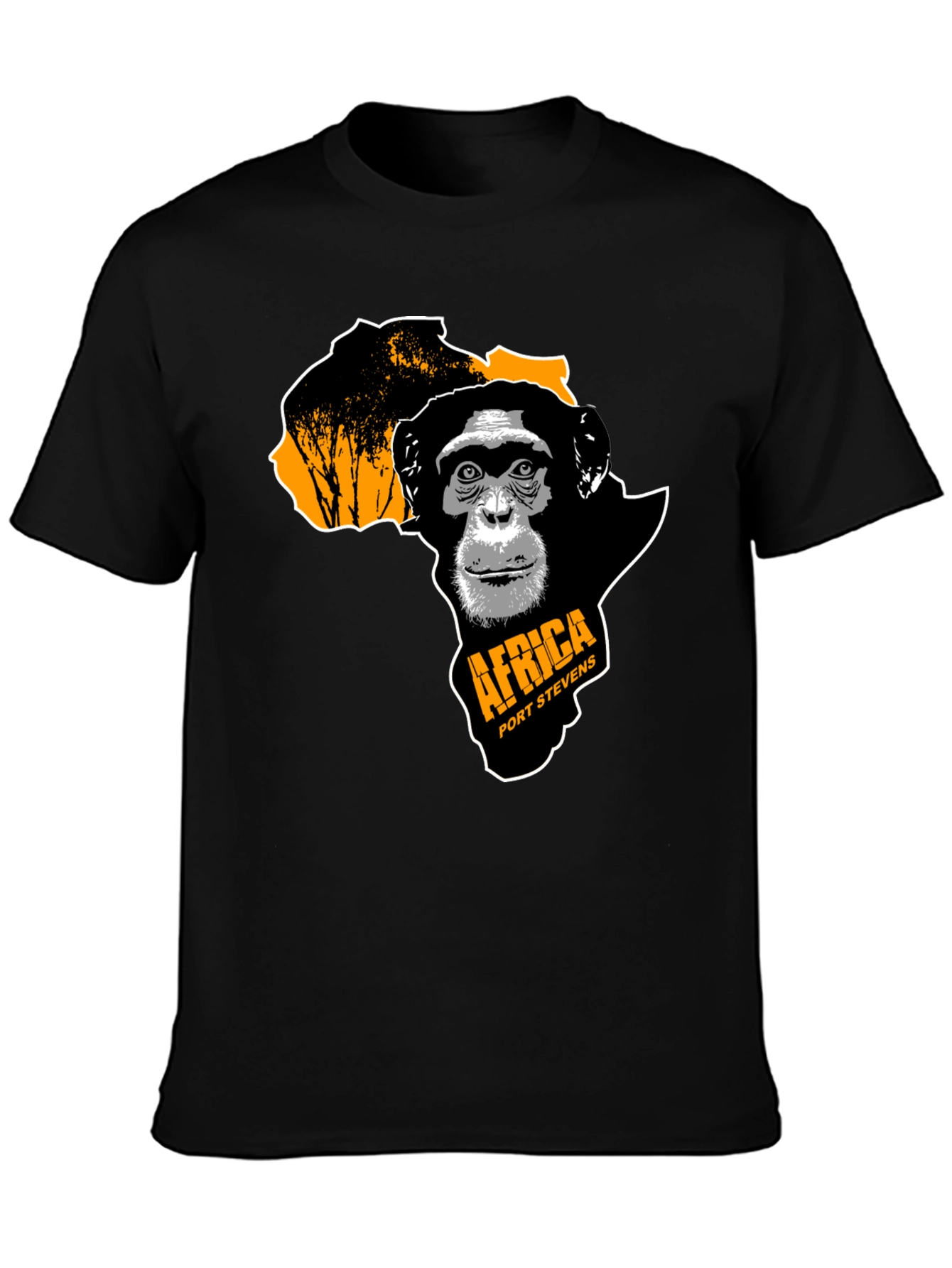 Black Africa Chimpanzee Graphic Black T-Shirt view 3