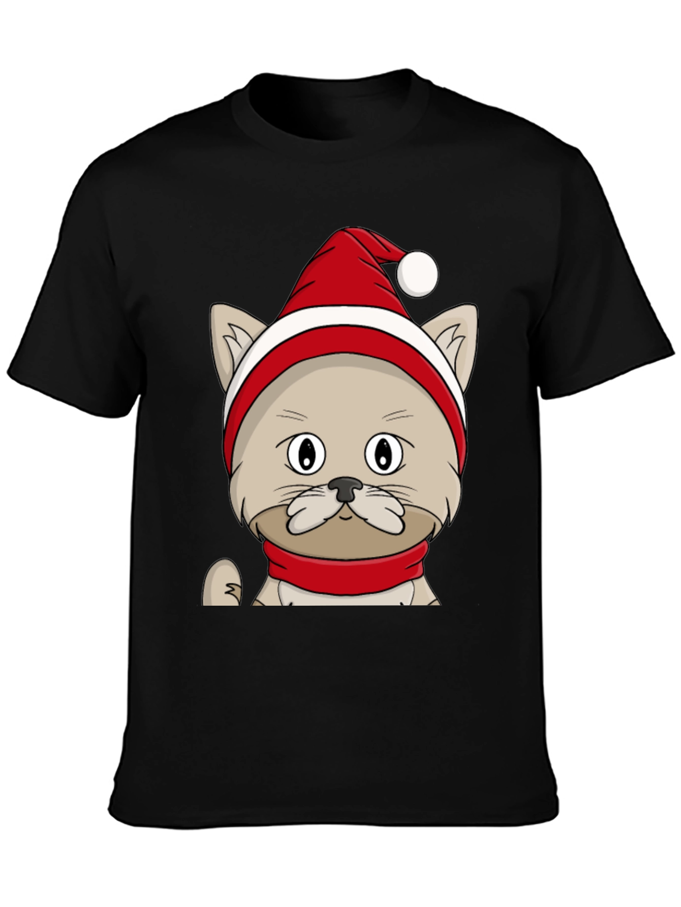 Black Festive Cat Tee - Holiday Cheer view 3