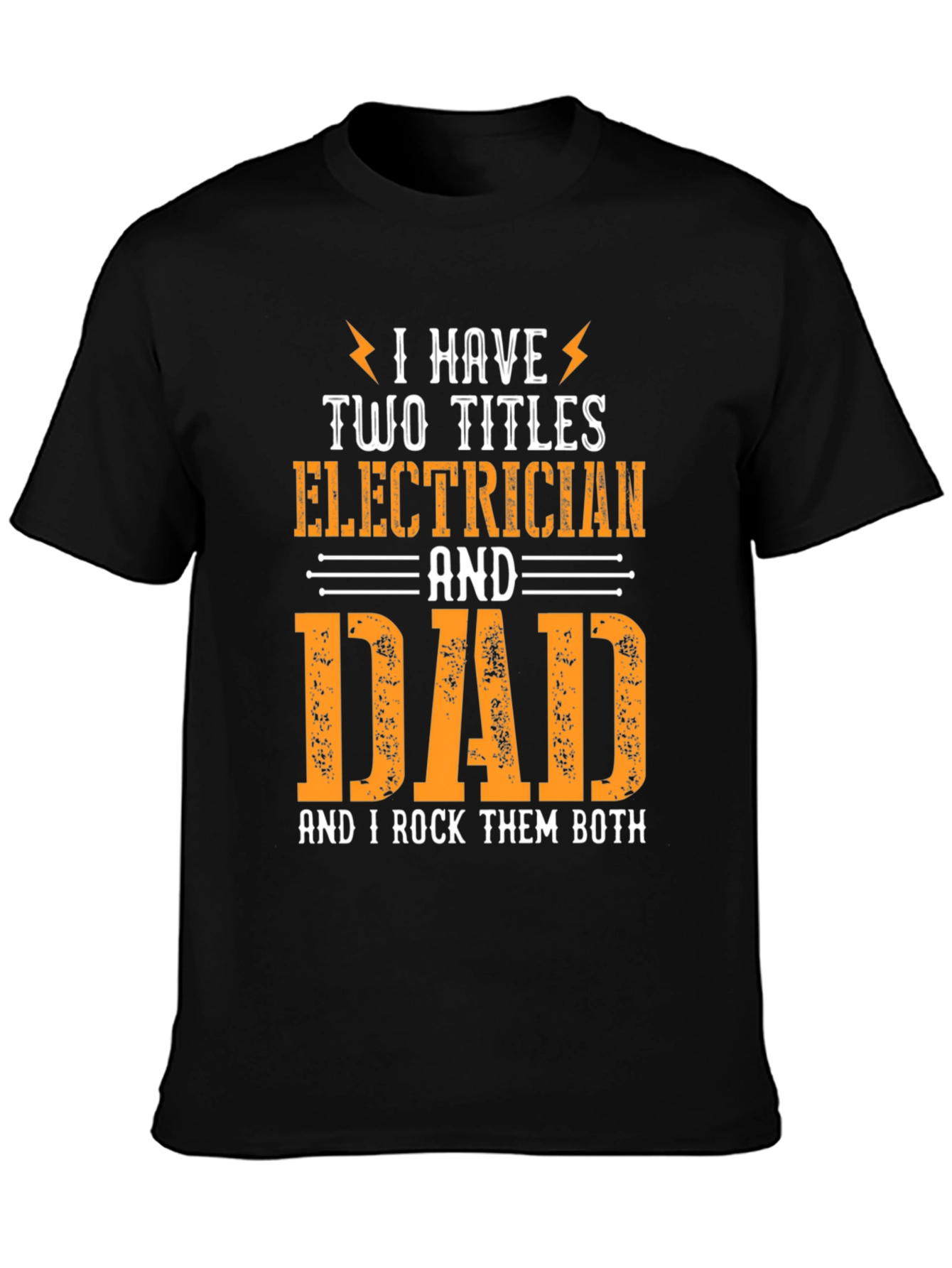Black Electrician Dad T-Shirt: I Rock Them Both! view 3