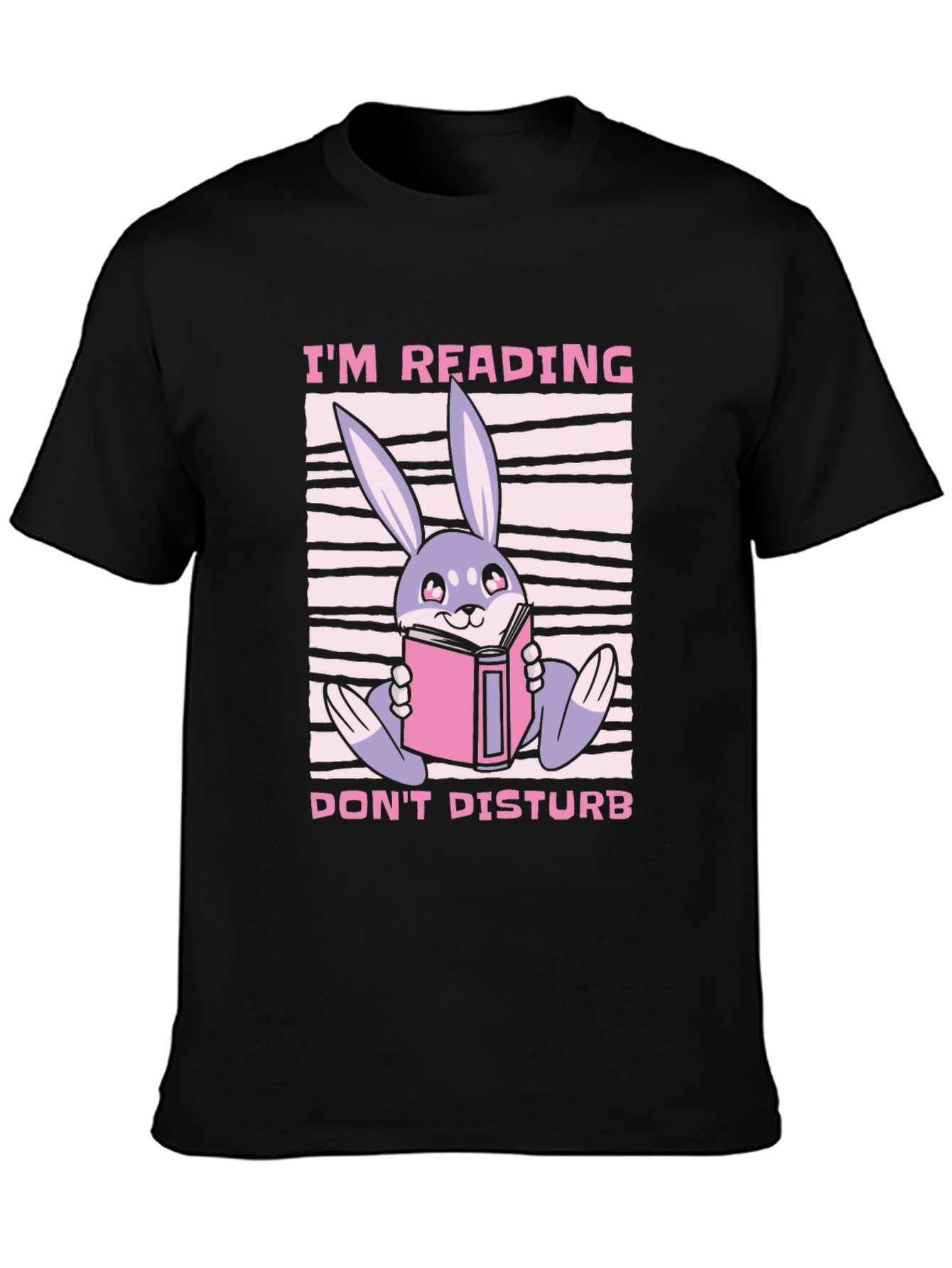 Black Reading Bunny Graphic T-Shirt - Don't Disturb view 3