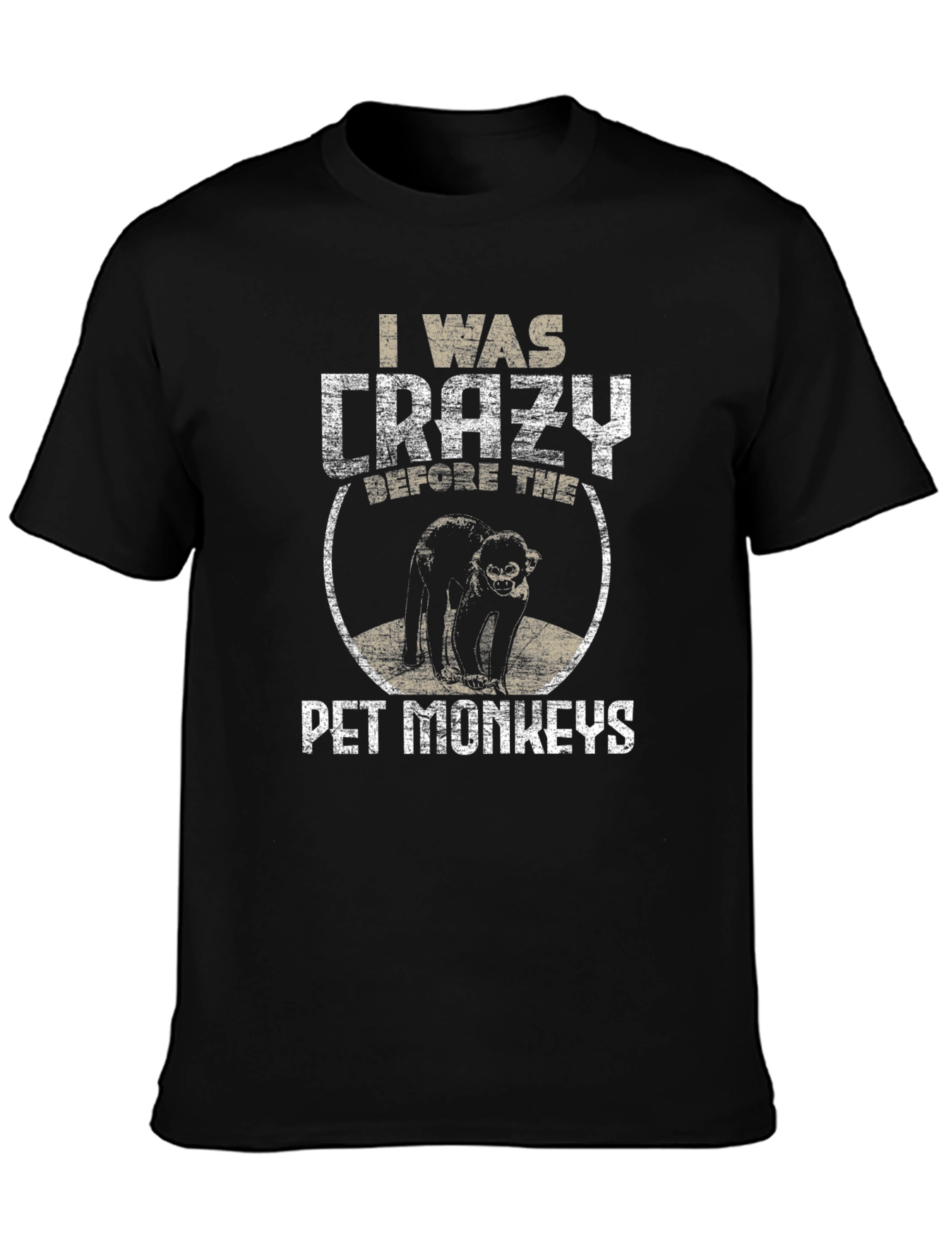 Black Crazy Before Pet Monkeys Graphic Tee view 3