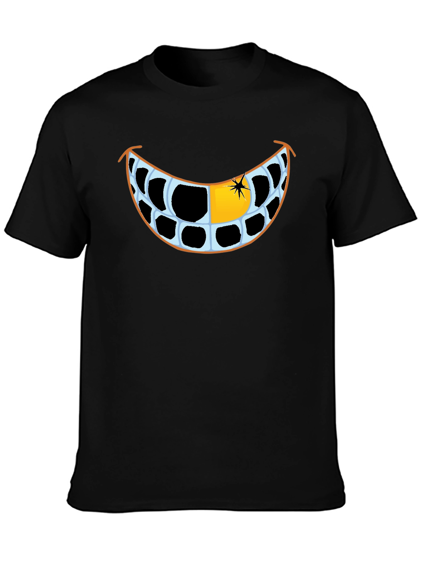 Black Funny Grinning Teeth Graphic T-Shirt view 3