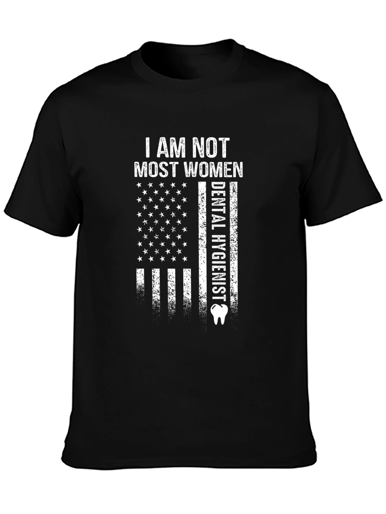 Black Dental Hygienist American Flag T-Shirt view 3