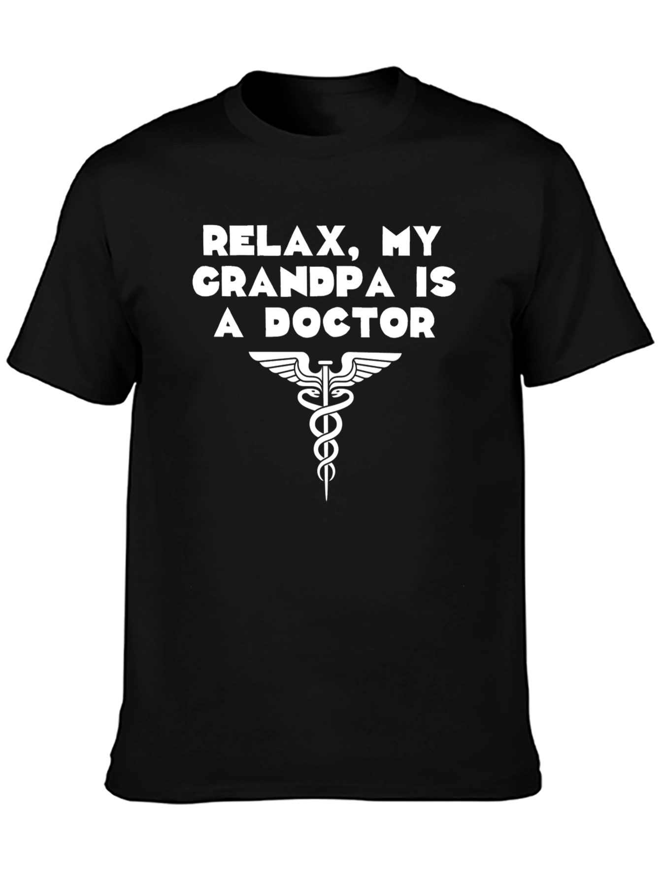 Black Relax My Grandpa is a Doctor Novelty T-Shirt view 3