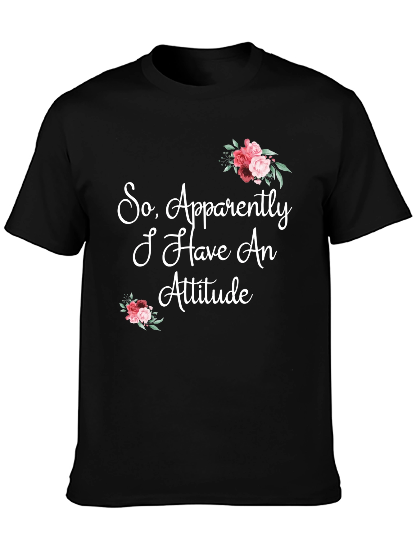 Black Funny Floral Attitude Graphic T-Shirt view 3