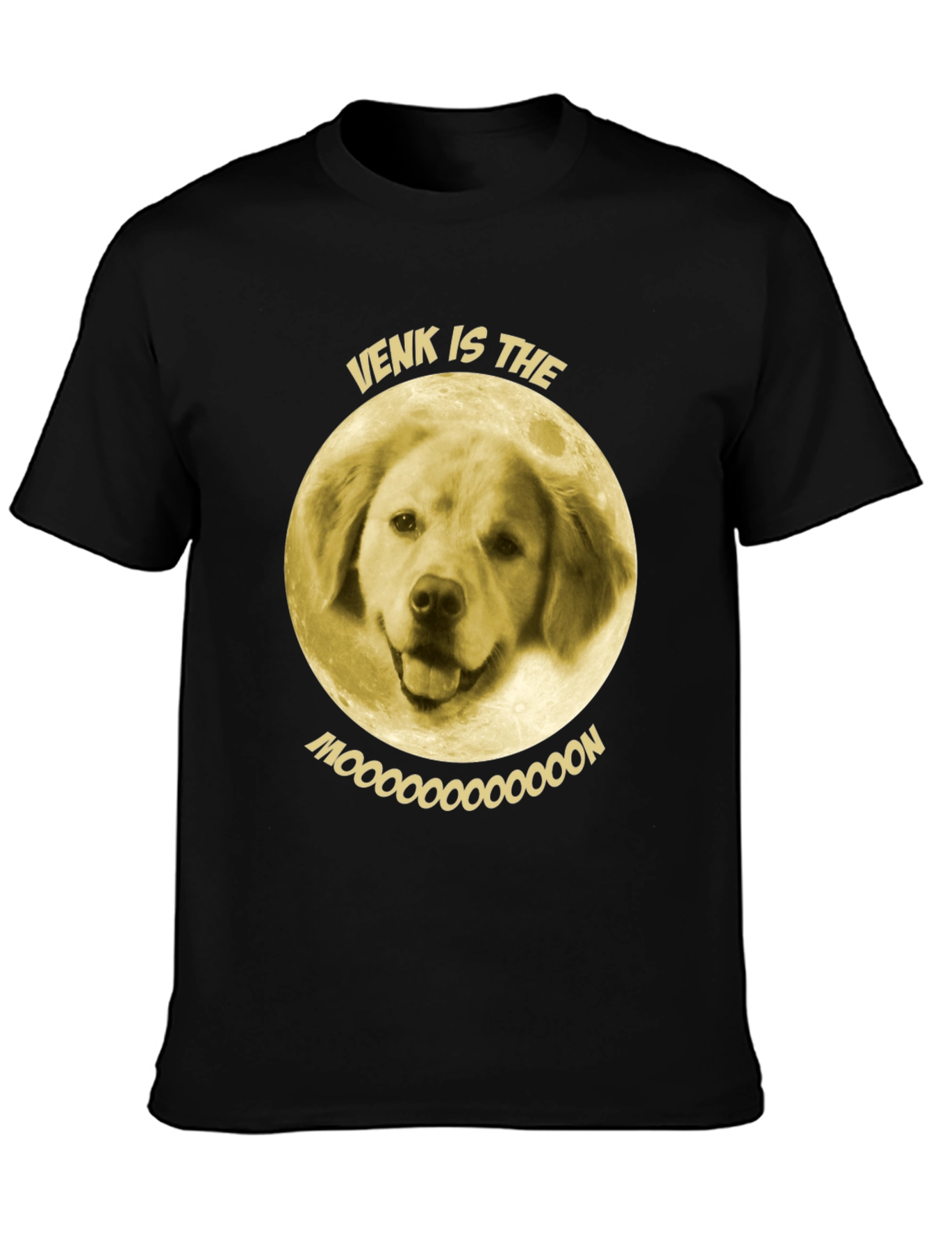 Black Venk is the Moon T-Shirt - Funny Dog Graphic Tee view 3