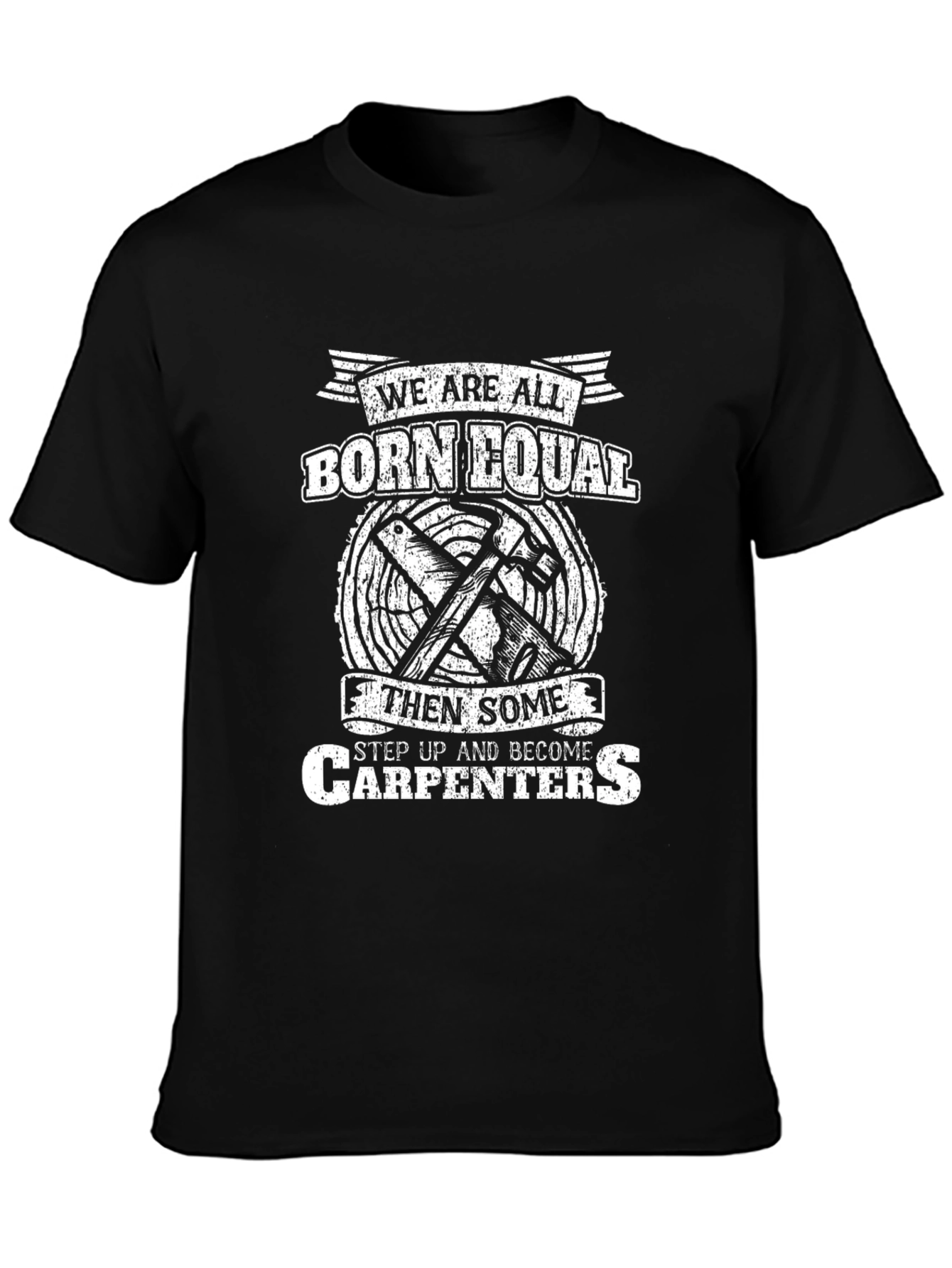Black Born Equal Carpenters T-Shirt view 3
