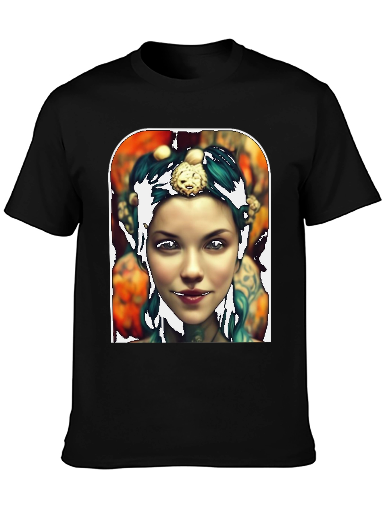 Black Artistic Portrait Tee - Unique Graphic Print view 3