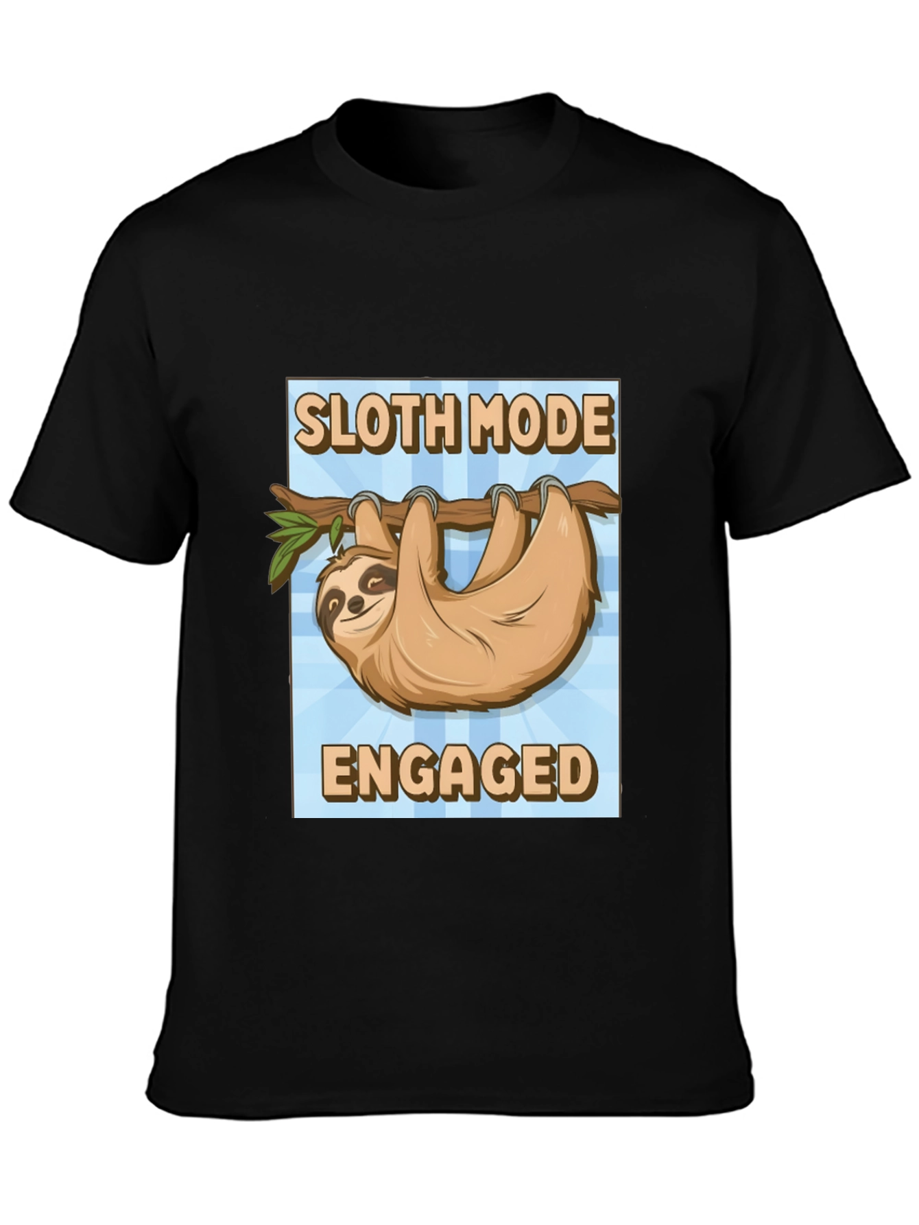 Black Sloth Mode Engaged Black T-Shirt view 3